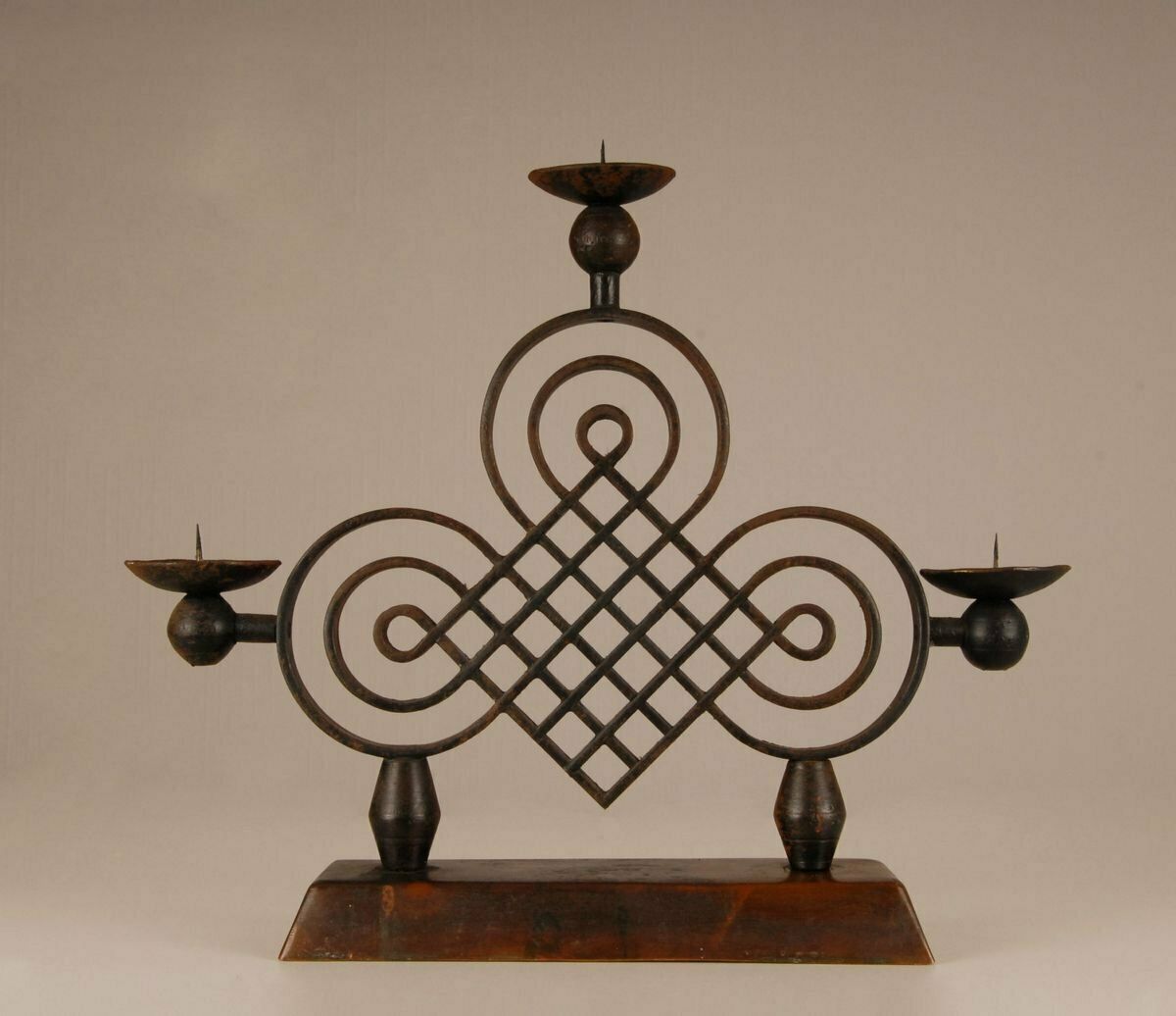 French Art Deco Wrought Iron Candleholder By Gilbert Poillerat, 1940s photo vintage