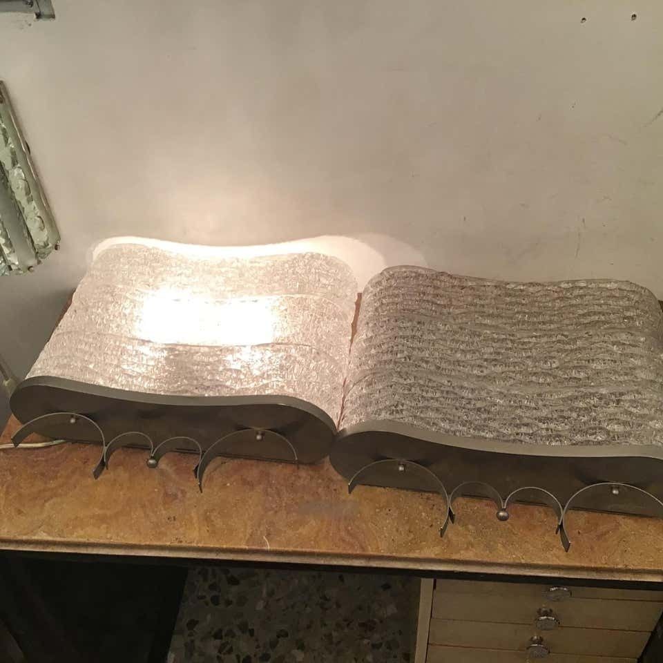 photo for sale Venini Sconces Murano Glass Metal Crome 1940 Italia