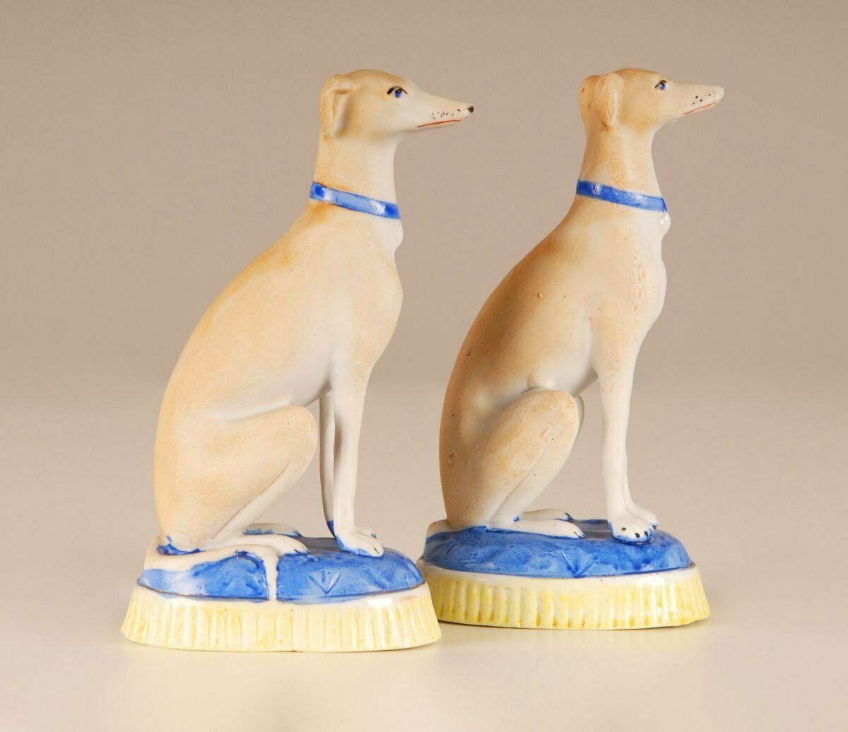 French Porcelain Greyhound Dogs, Staffordshire Style, 19th Century, Set Of 2 photo Home Decor