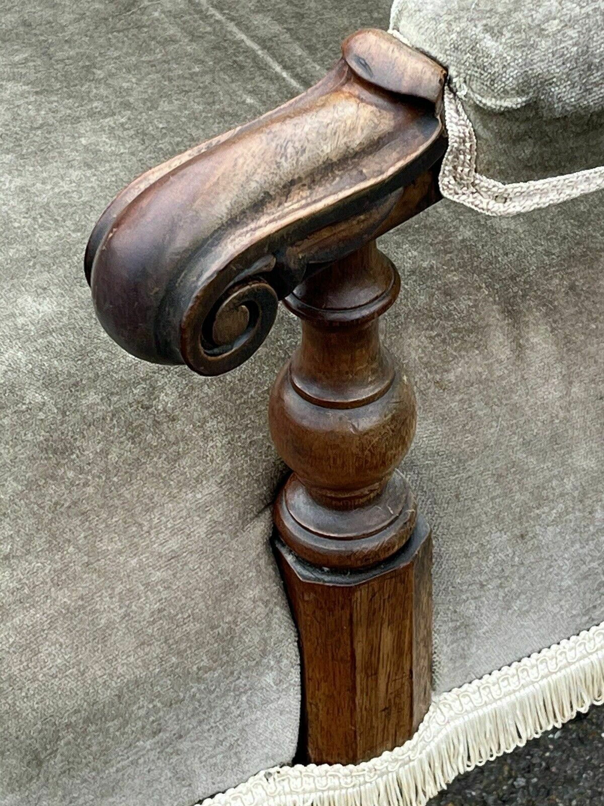 Victorian Library Armchair With Mahogany Frame, On Brass Castors. photo vintage
