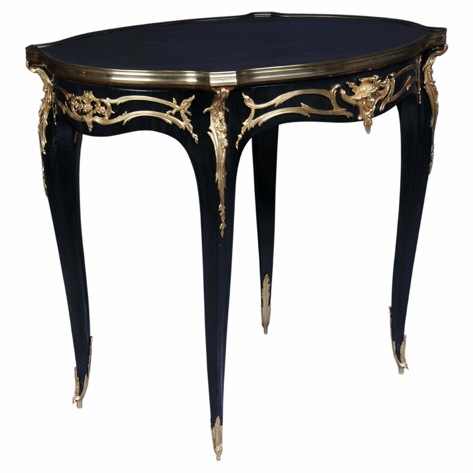 20th Century Royal Side Table After Francois Linke, Paris, Black Gold