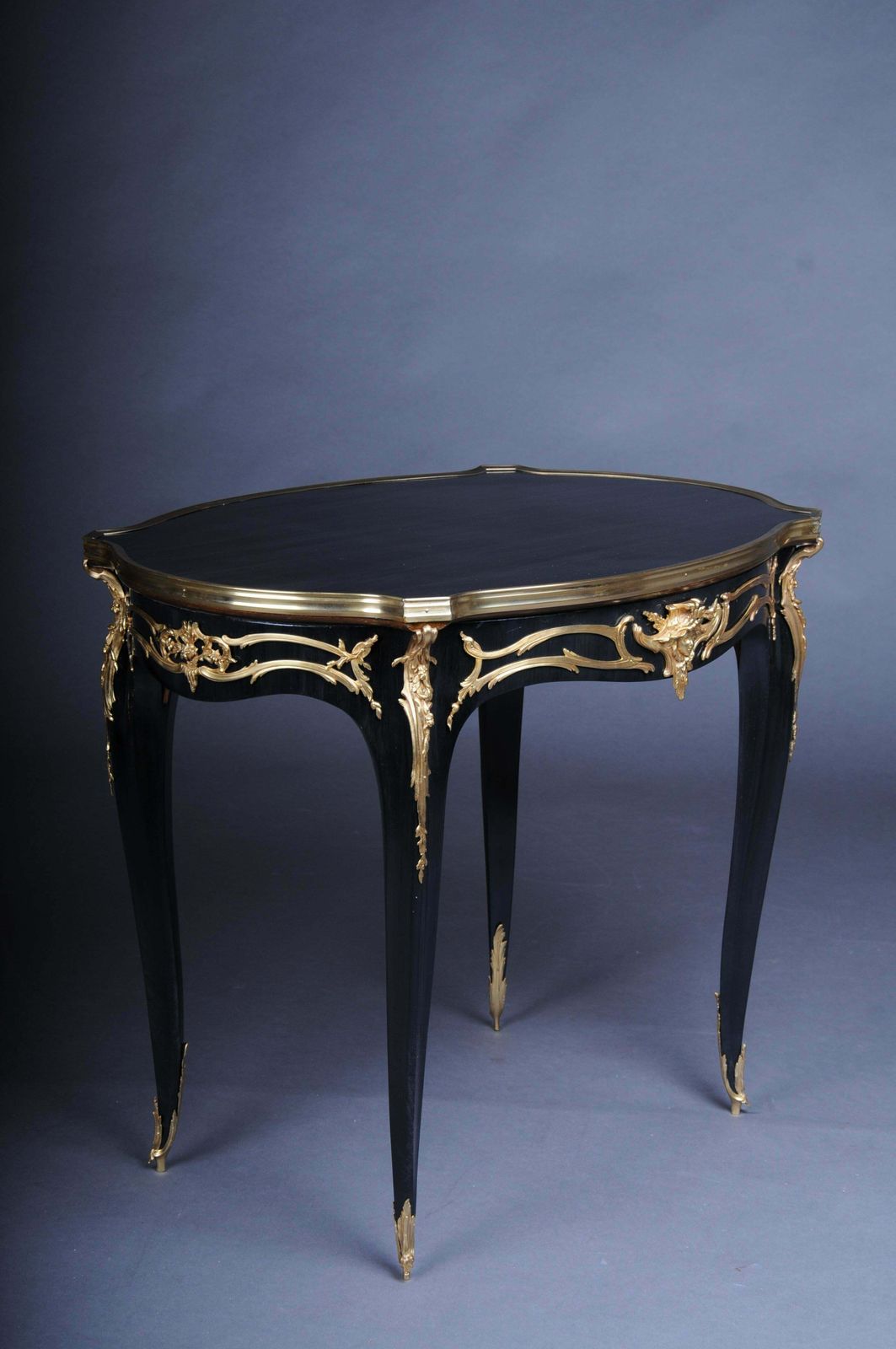 Furniture 20th Century Royal Side Table After Francois Linke, Paris, Black Gold photo