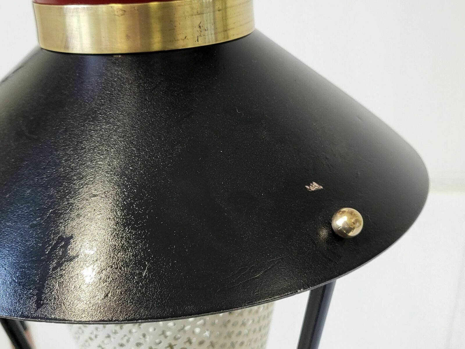 Lighting Vintage Lantern Floor Lamp 1950 Maison Arlus Brass Gold & Steel 1950s 50s photo