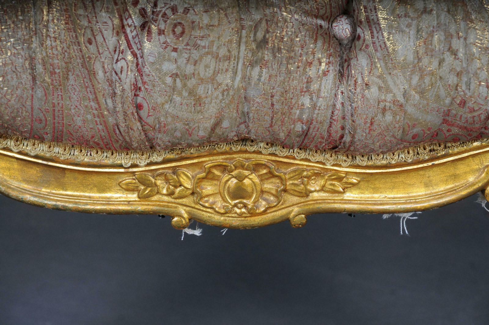 Furniture 3 French Salon Lounge Chairs From The Bellevue Palace In Berlin, Gold From 1890 photo