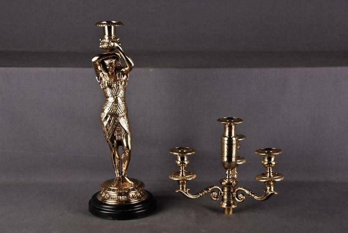 20th Century Empire Style Bronze Casted Figure Formed Candelabra photo furniture