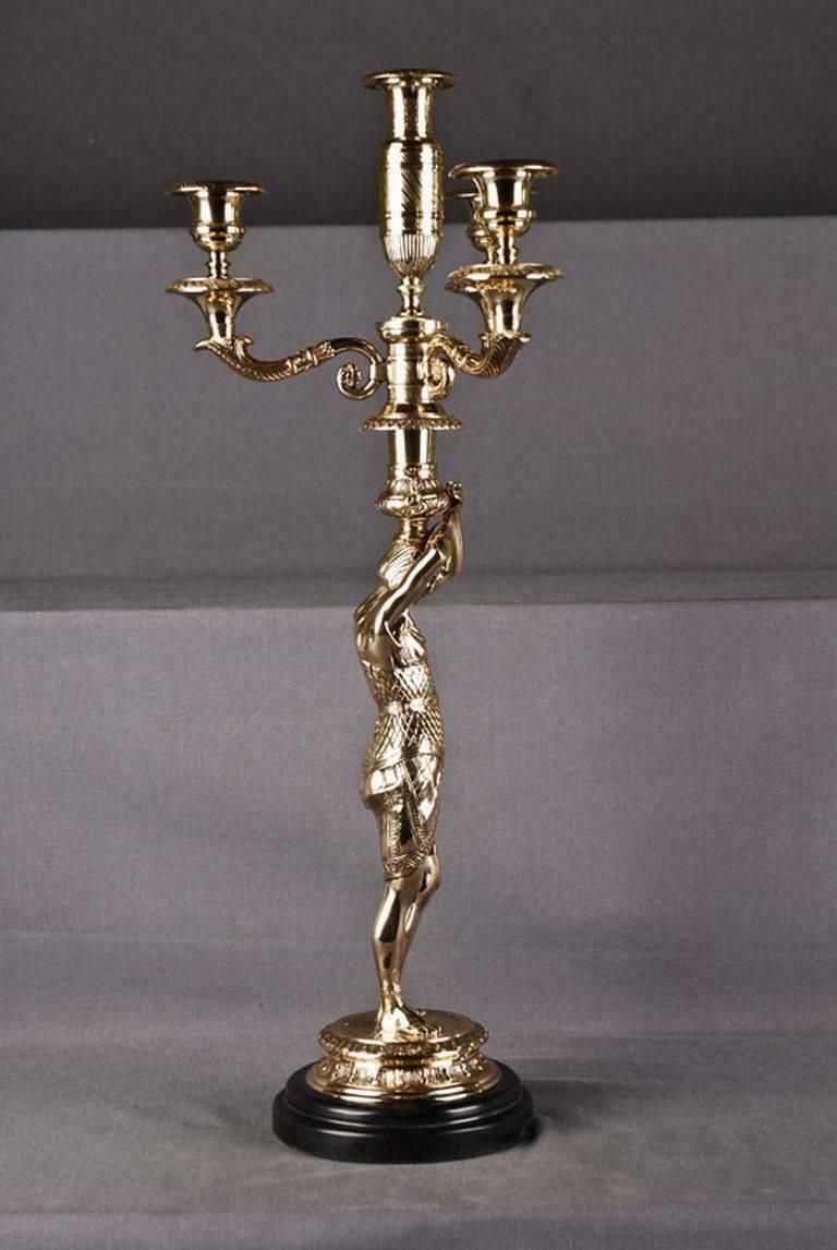 20th Century Empire Style Bronze Casted Figure Formed Candelabra photo for sale