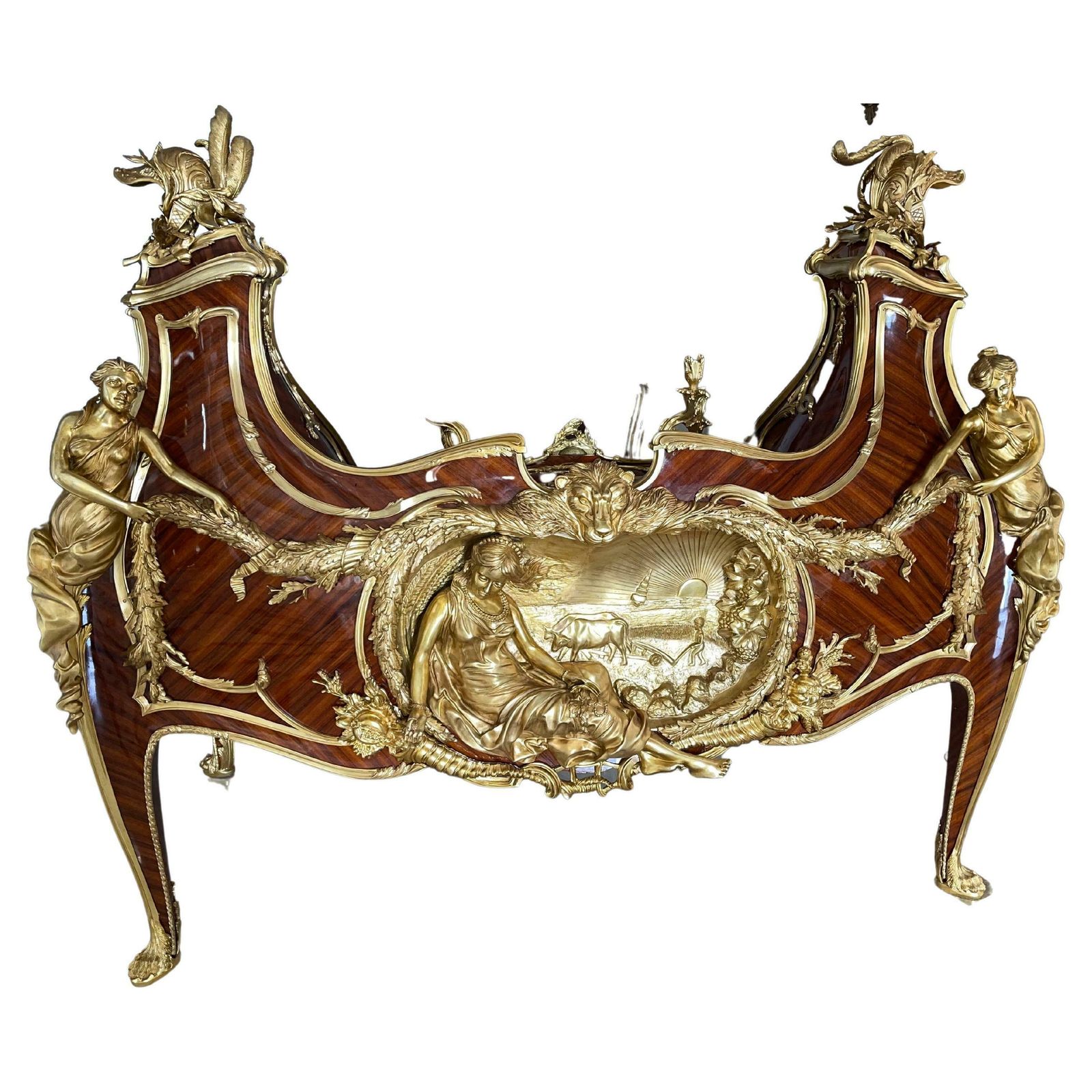 Magnificent Grand Bureau / Writing Desk Louis XV, After Francois Linke, Paris
