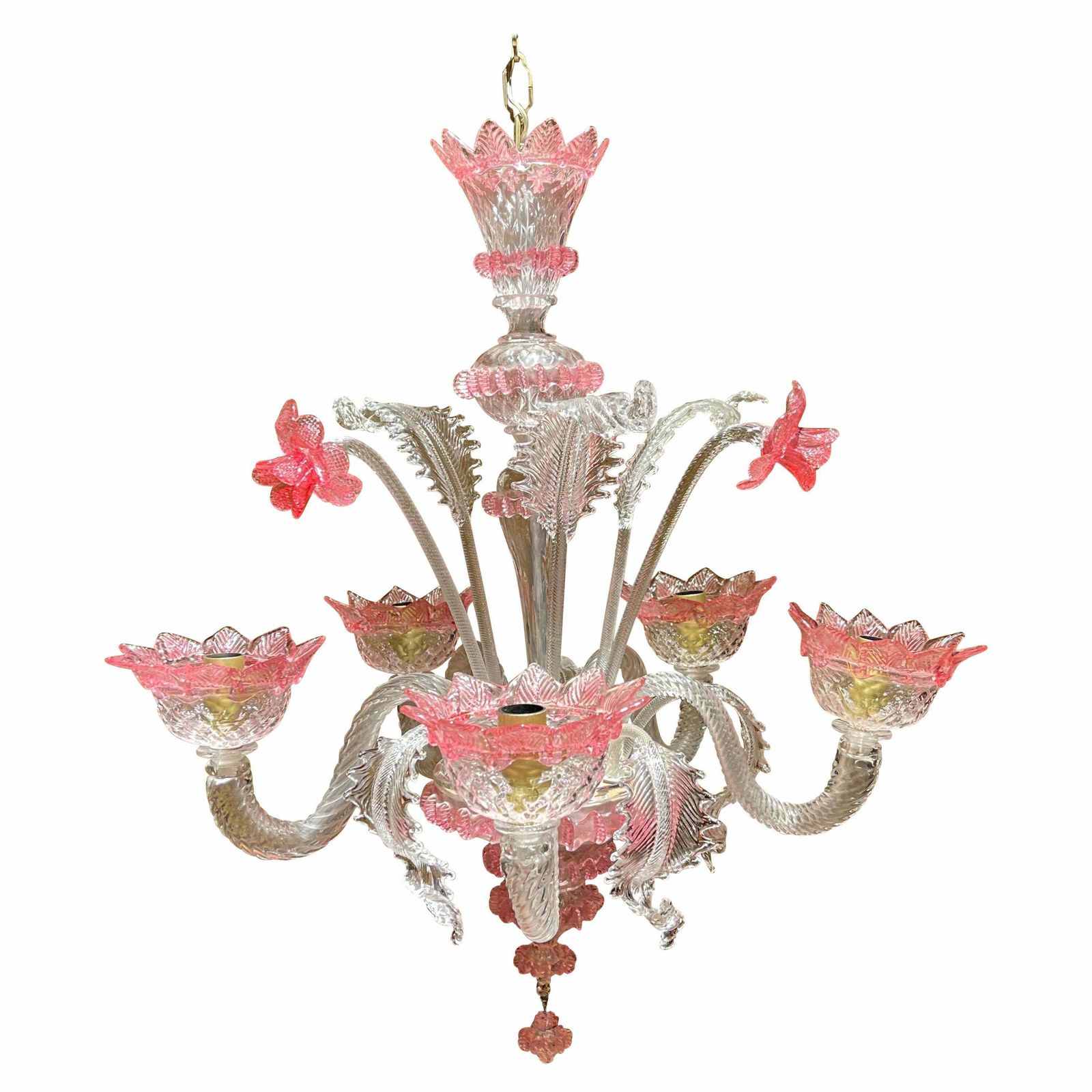 20th Century Murano Italy Chandelier Ceiling Lustre, Mouth Blown