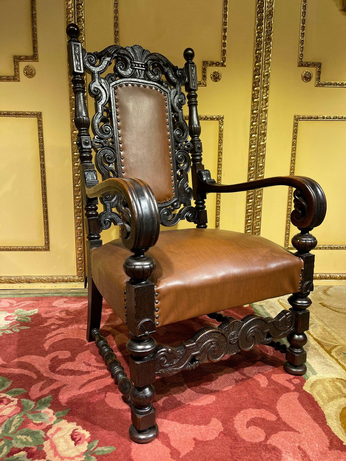 19th Century Throne Chair, Historicism Around 1880, Oak photo for sale