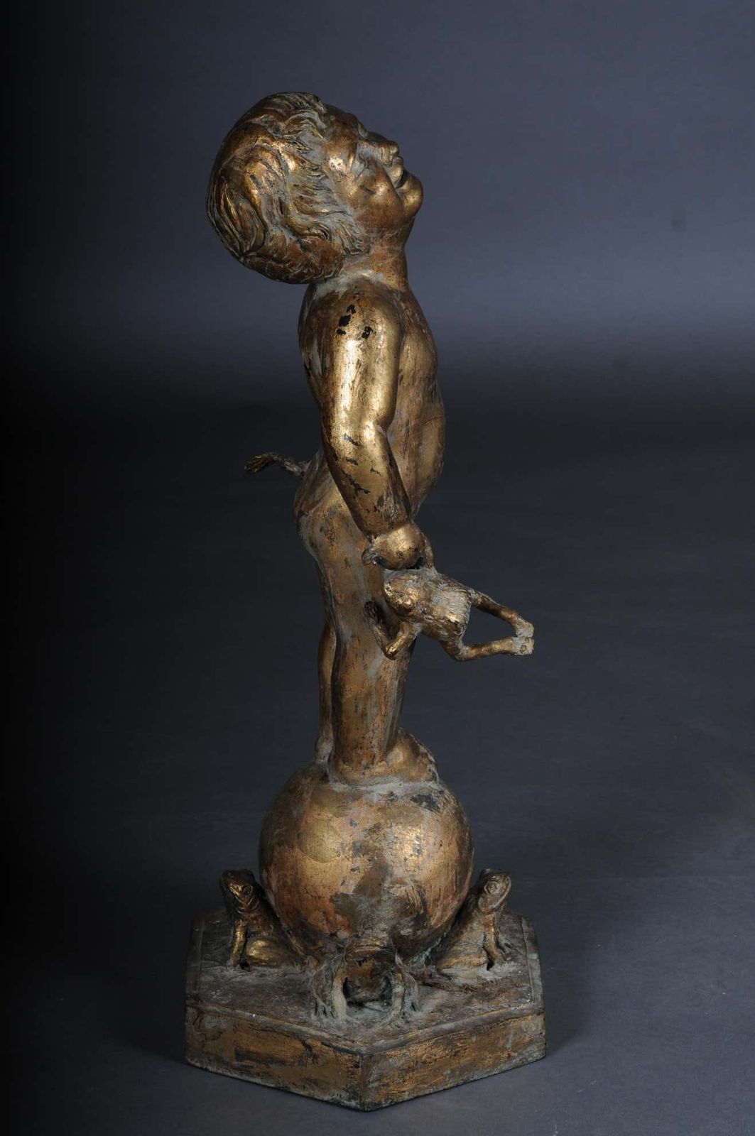 photo furniture 20th Century Unique Sculpture Of A Putto With Frogs, Gold