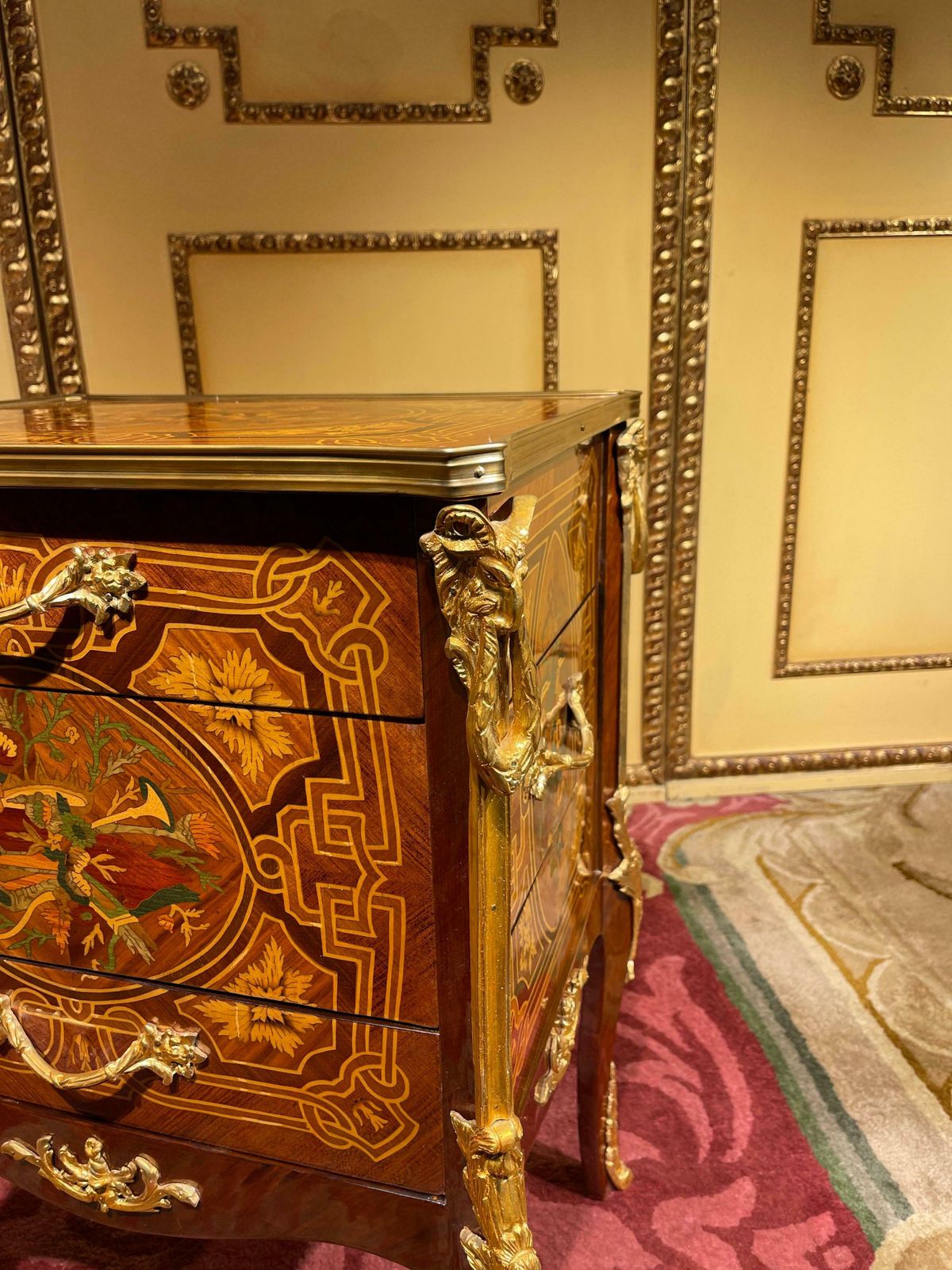 2307.0 20th Century Side Table Chest Of Drawers Napoleon III Marquetry photo