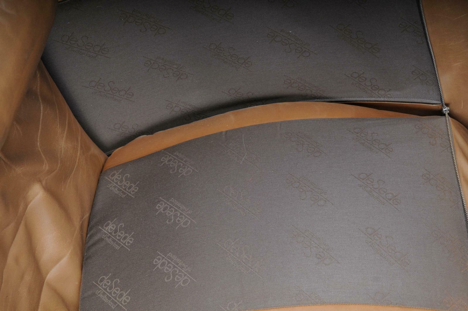 photo vinterior Ds50 De Sede Lounge Chair Set, Switzerland, 1970s, Leather Brown / Beige
