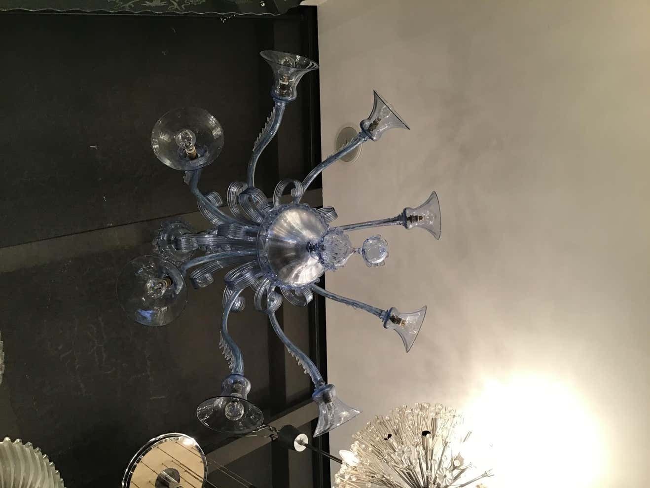 Venini Chandelier 8 Lights Murano Glass 1940 Italy photo vinterior