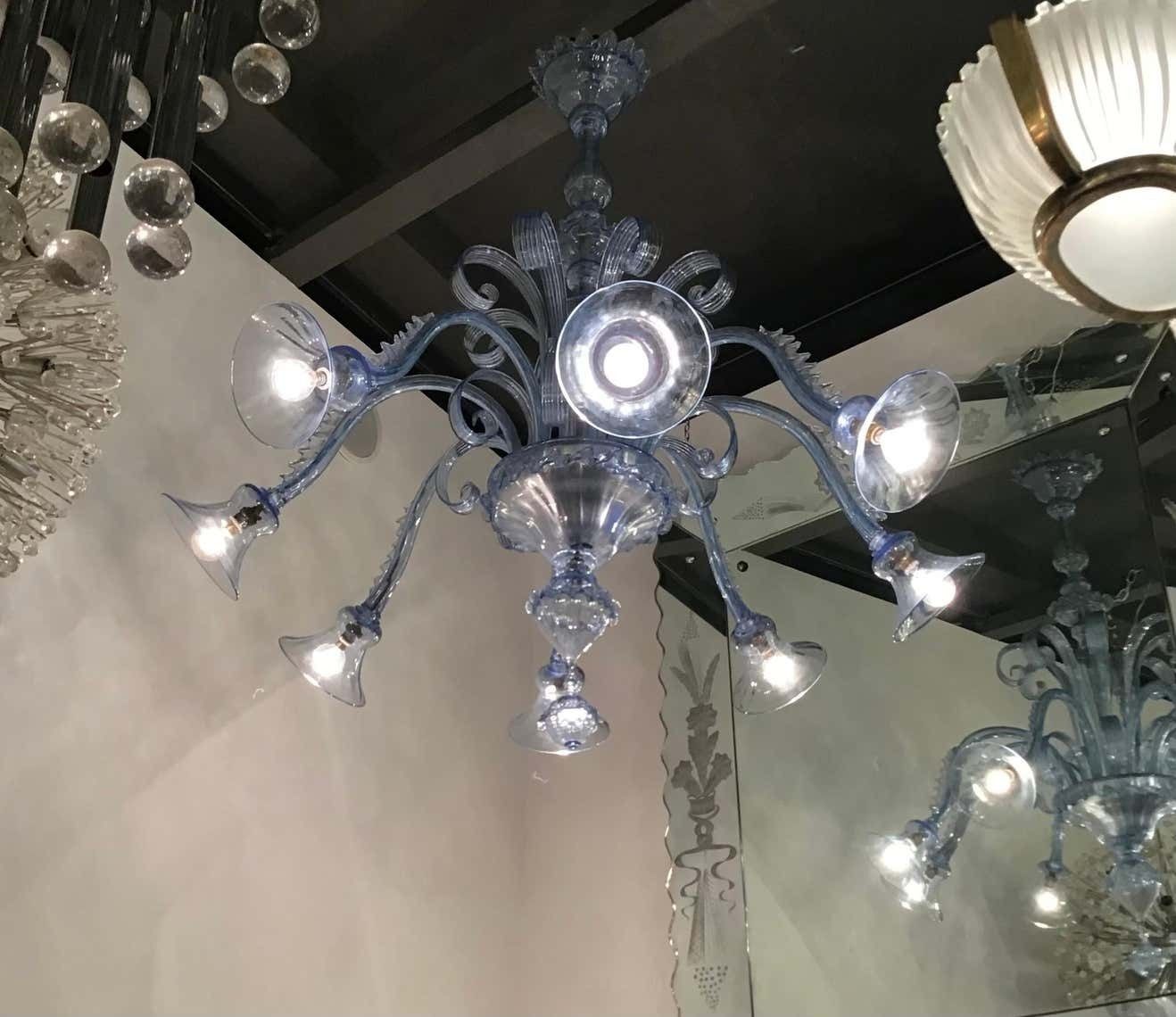 photo buy Venini Chandelier 8 Lights Murano Glass 1940 Italy