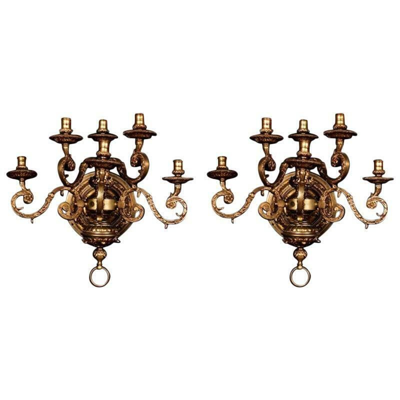 19th Century Louis XIV Style Bronze Pair Of Wall Lights