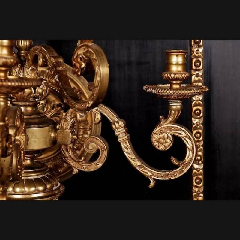 19th Century Louis XIV Style Bronze Pair Of Wall Lights photo vintage