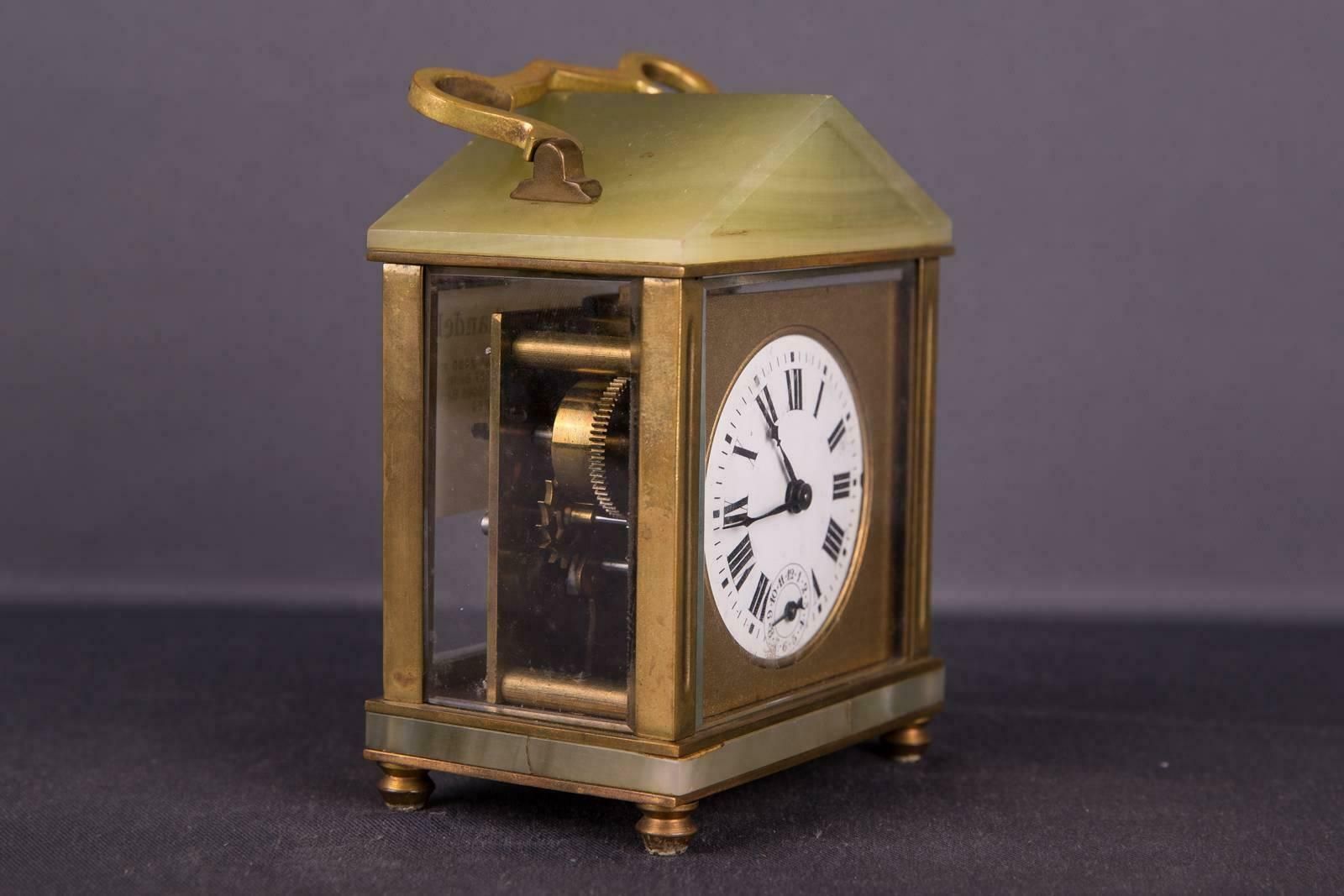 19th Century Neoclassical Bronze French Travel Watch Travel Alarm Clock photo for sale