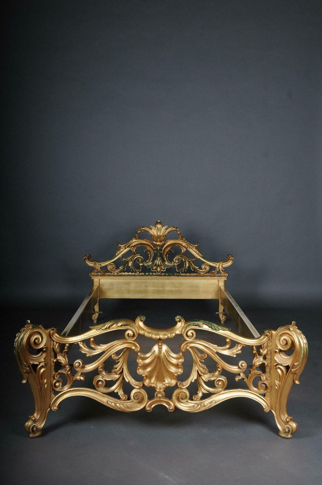 20th Century Antique French Louis XV Bed, Gold, Rococo photo furniture