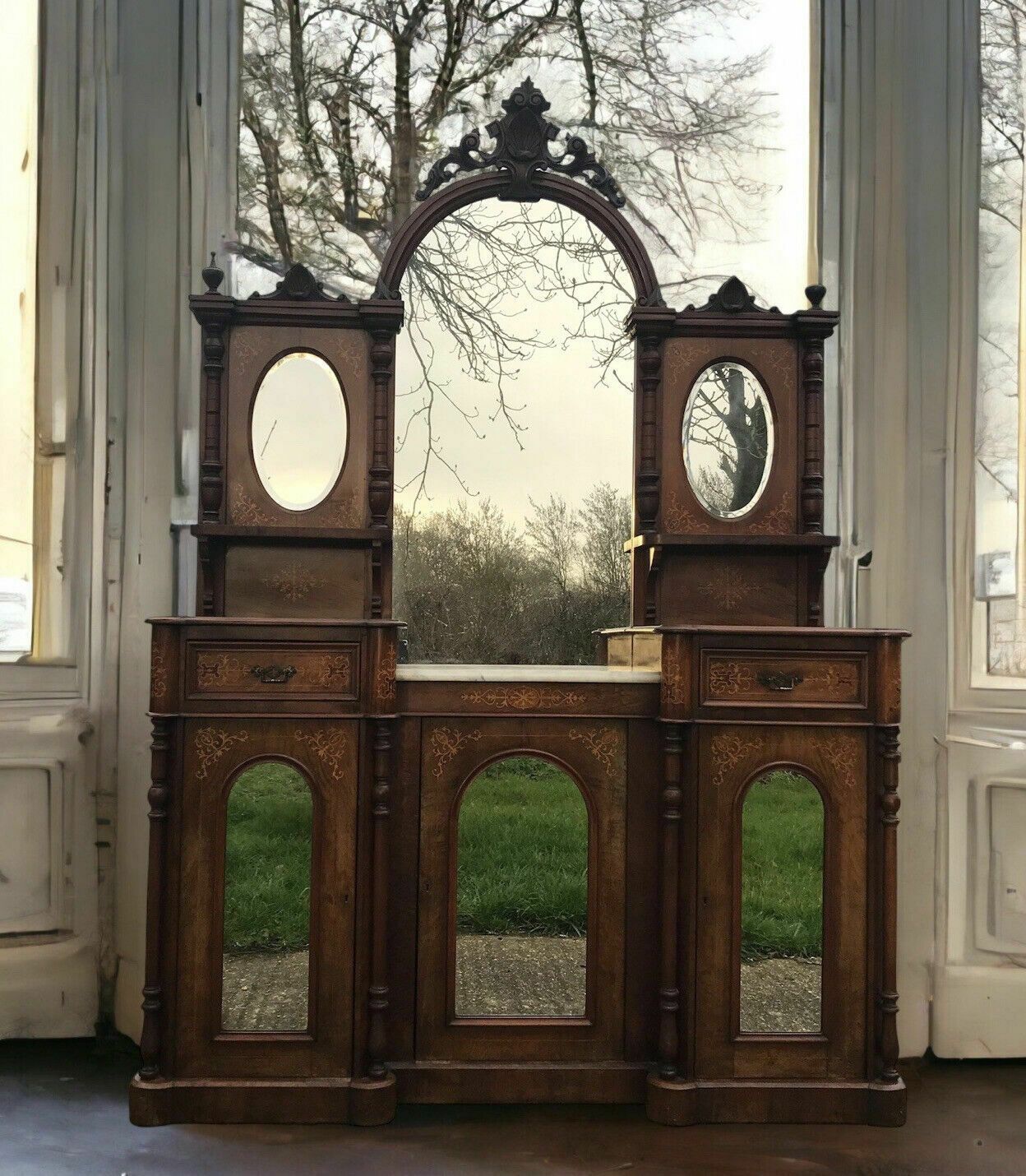 Antique Victorian Walnut Credenza Chiffonier Dresser Potential Sink Vanity Unit photo for sale