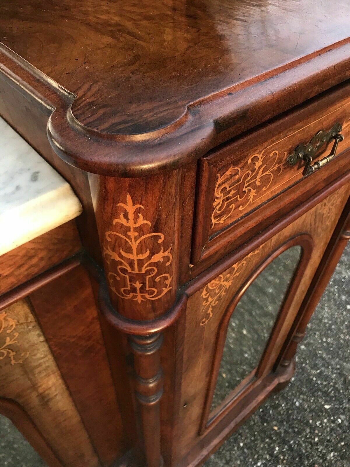 Antique Victorian Walnut Credenza Chiffonier Dresser Potential Sink Vanity Unit photo vintage