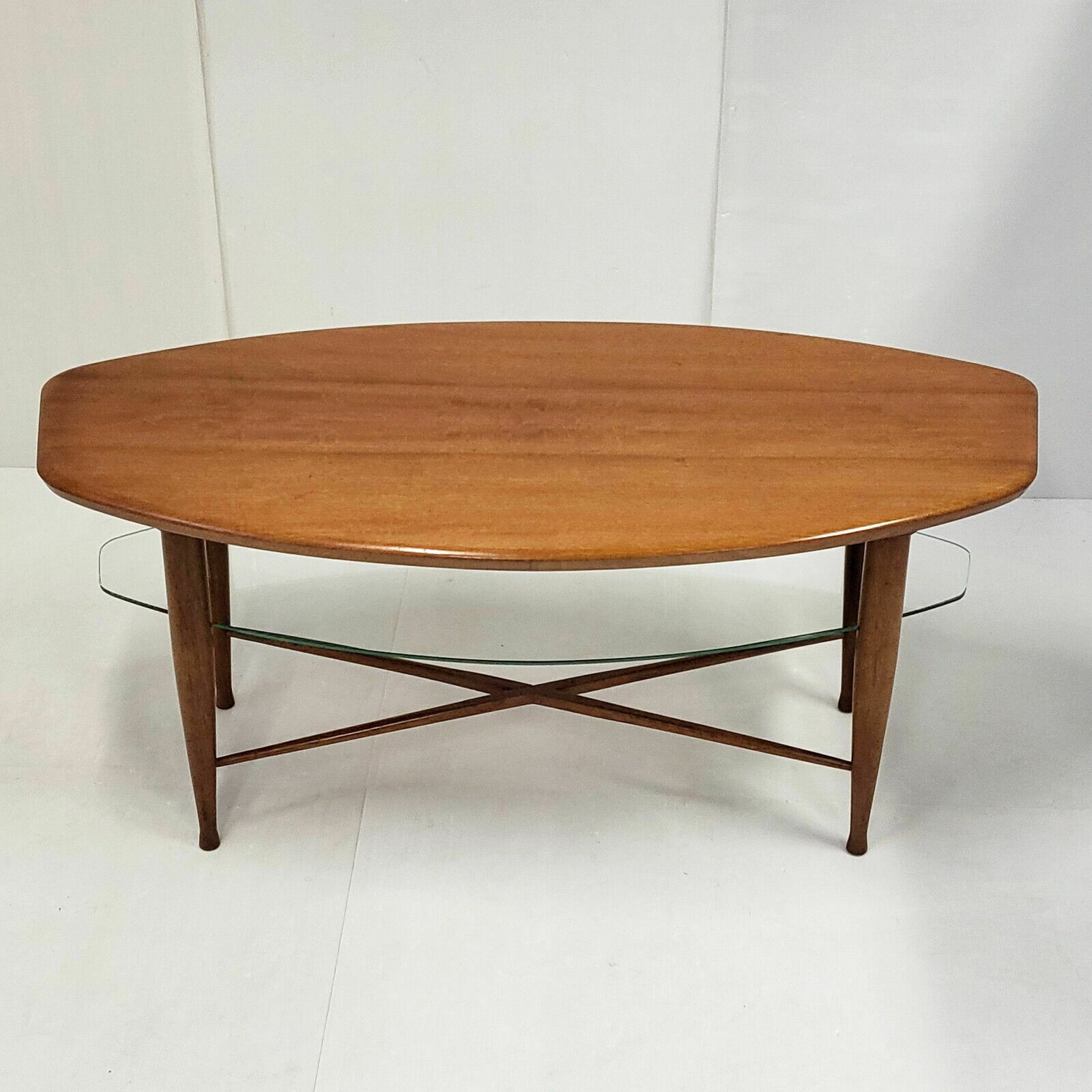 Scandinavische Salontafel 1960 Vintage Dubbel Blad Teak & Glas 60s 1960s