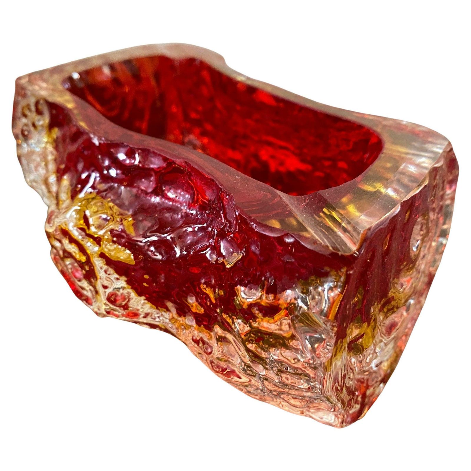 1970s Mandruzzato Modernist Red Sommerso Murano Glass Ashtray photo furniture
