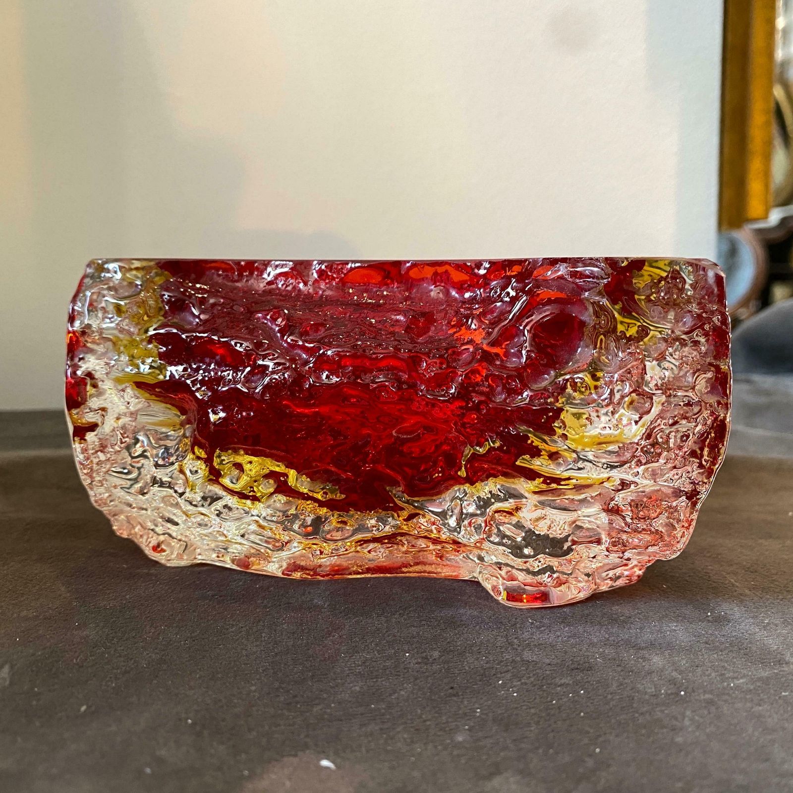 1970s Mandruzzato Modernist Red Sommerso Murano Glass Ashtray photo Home Decor
