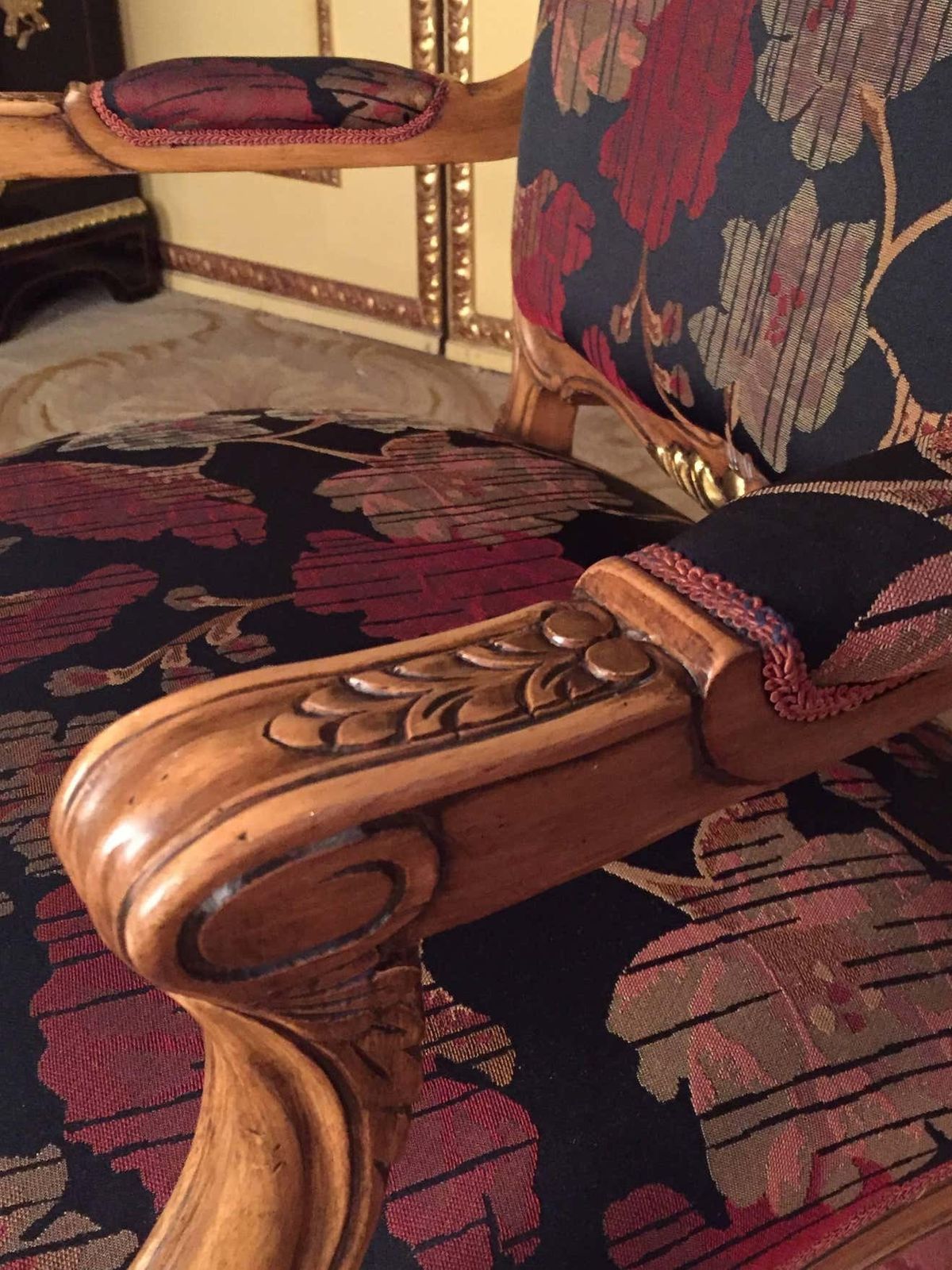 20th Century Neo Baroque Pair Of Armchairs, Solid Walnut photo vinterior