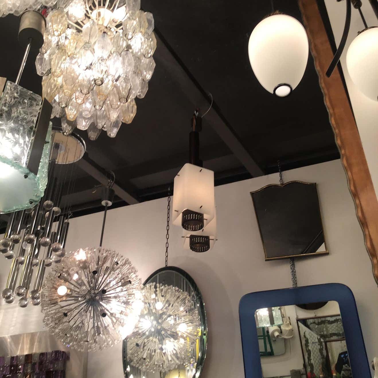 Stilnovo Chandelier Glass Brass Iron 1950 Italy photo buy