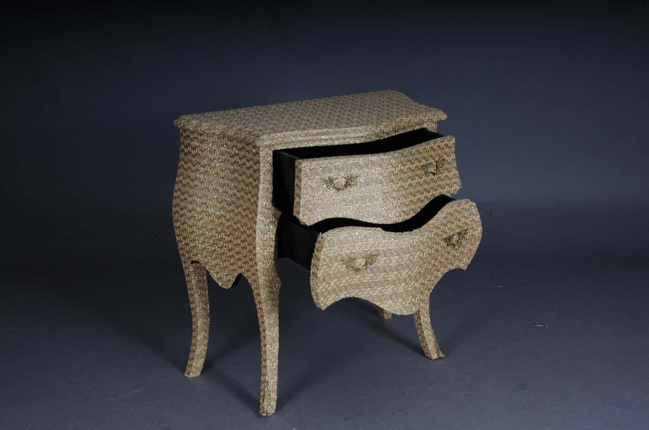 Extravagant Golden Baroque Designer Chest Of Drawers With Fabric Cover photo for sale