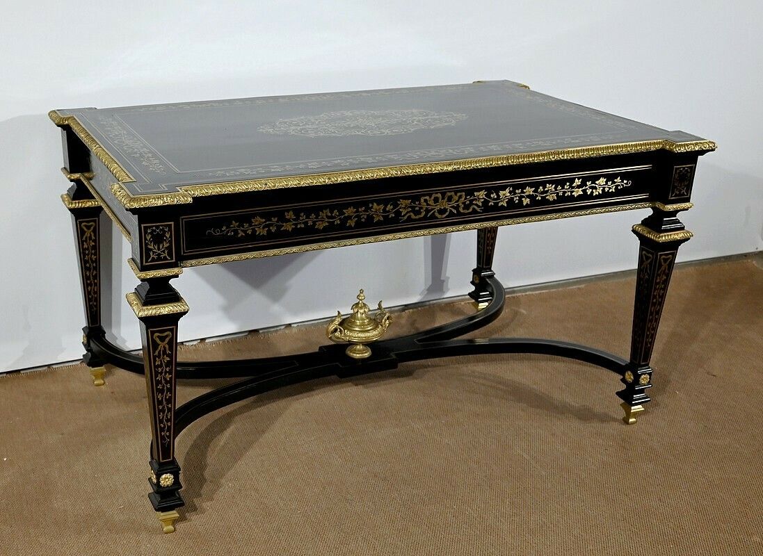 Important Bureau All Faces In Blackened Poirier, Napoleon III Period   Mid 19th Century photo furniture