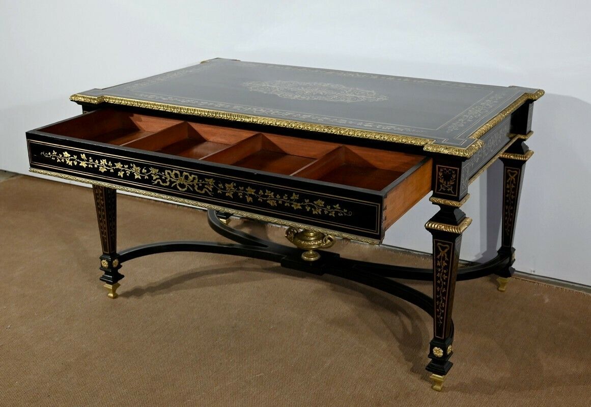 Important Bureau All Faces In Blackened Poirier, Napoleon III Period   Mid 19th Century photo 9965.25