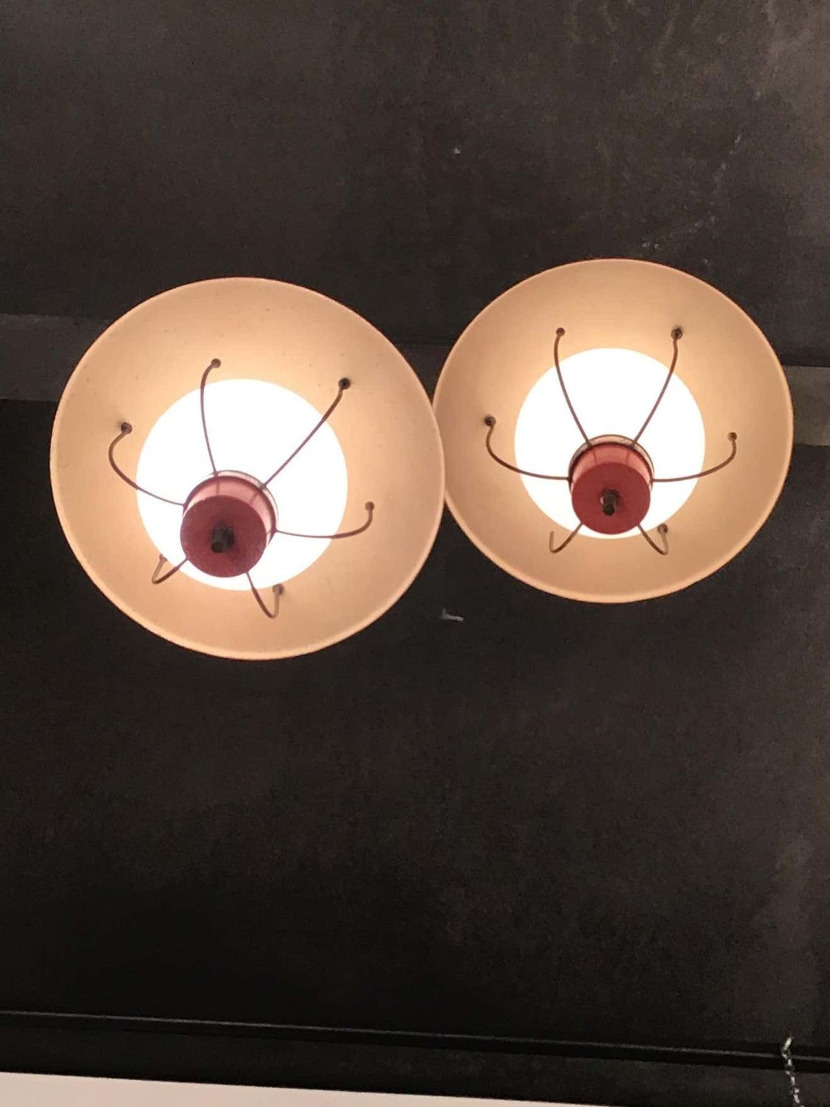 Stilnovo Couple Chandeliers Glass Metal Brass 1950 Italy photo 2248.0