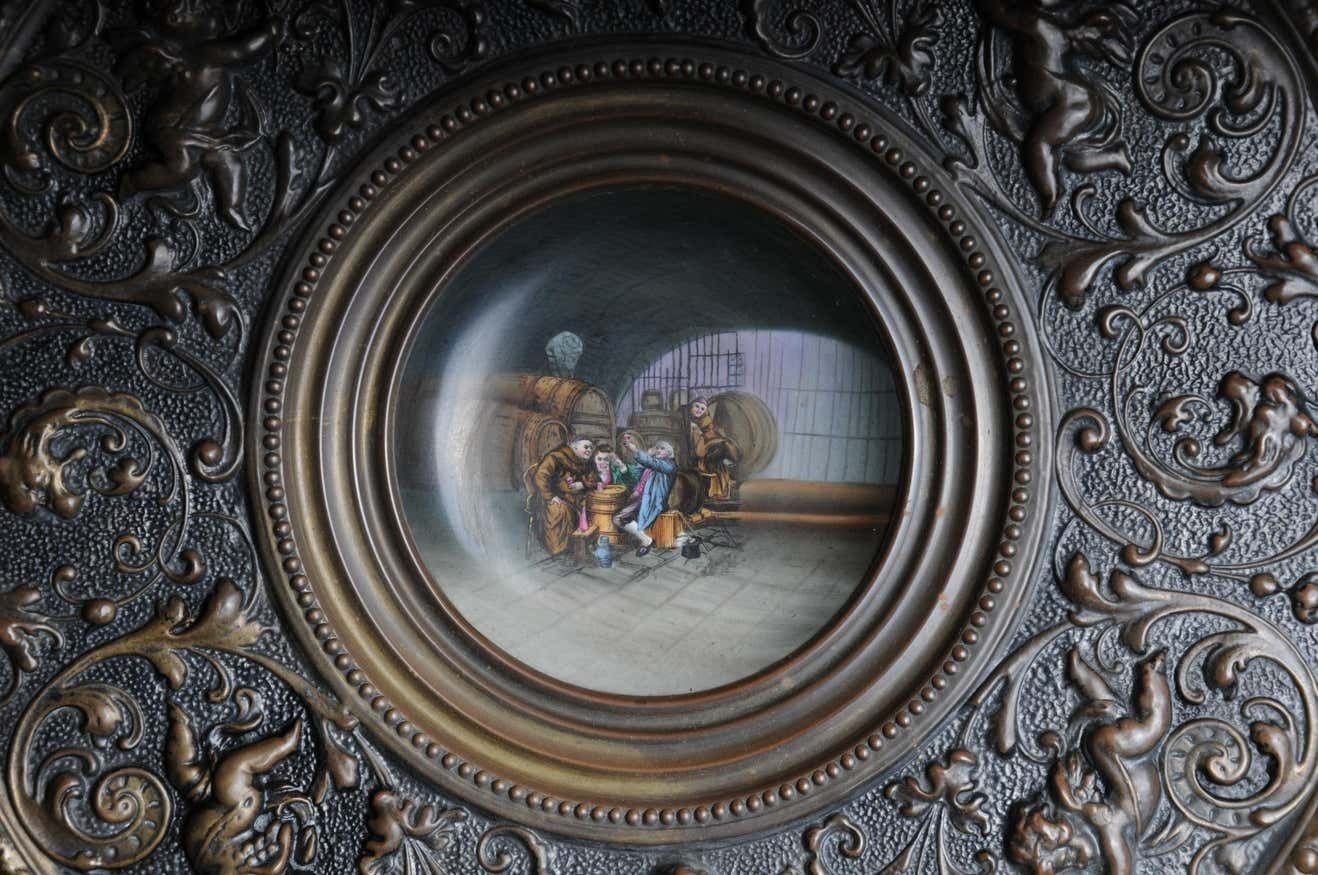 photo furniture Rare Angel Relief Porcelain Painting Beer Cellar, 1890