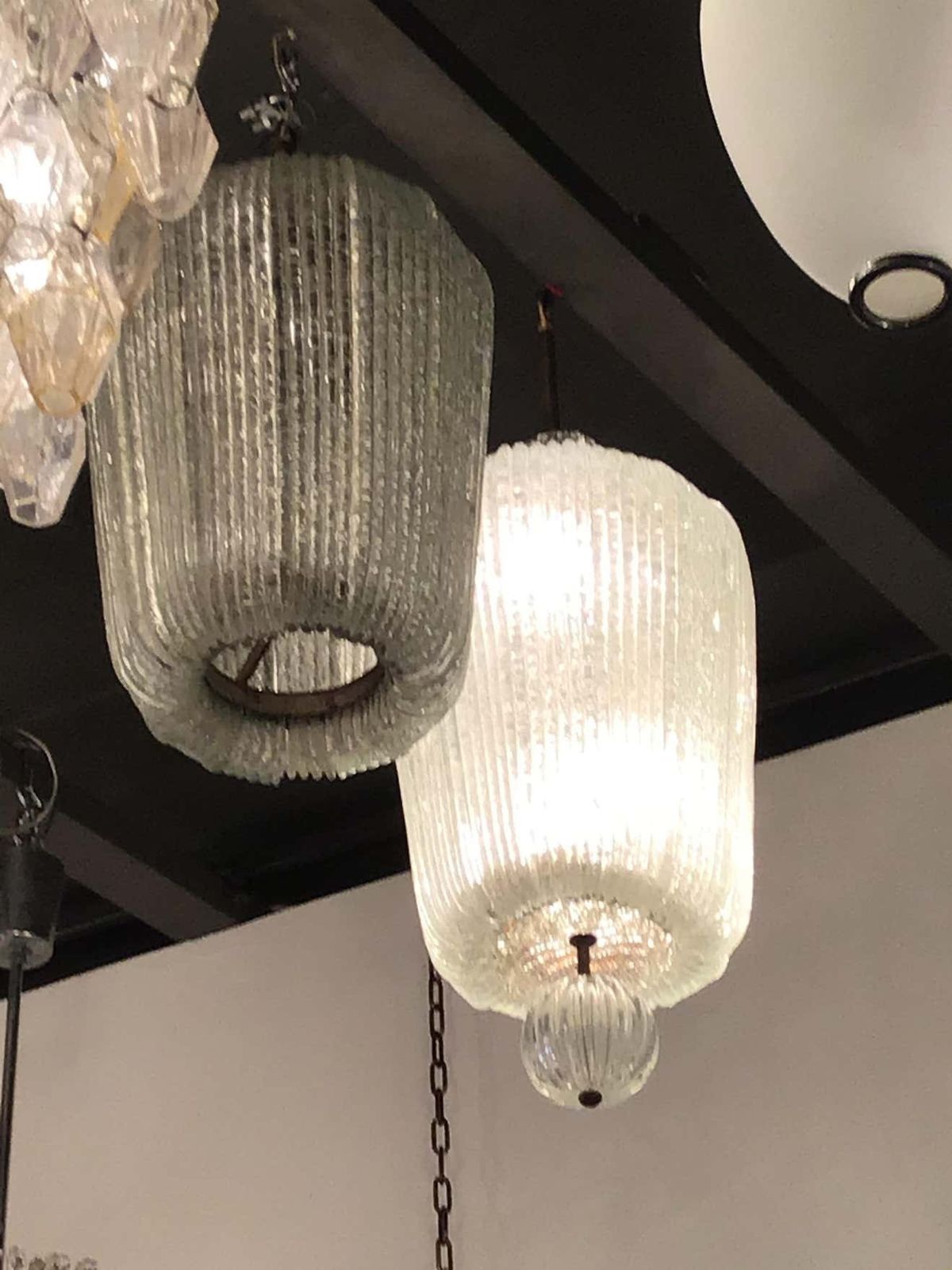 Lighting Venini Couple Chandeliers Murano Glass Iron Brass 1940 Italy photo