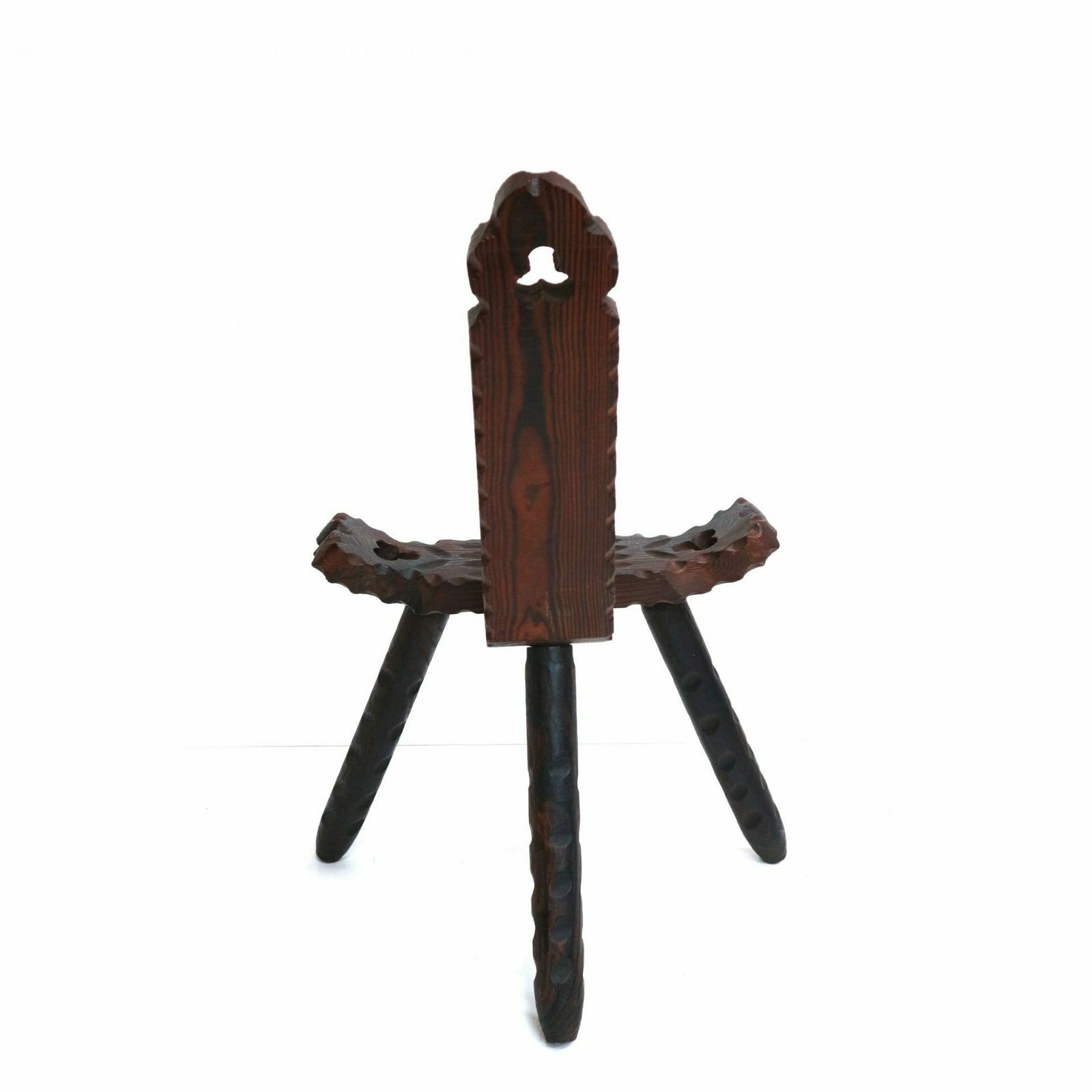 Spanish Brutalist Wooden Chairs / Stools From The 1920s (11 Pieces In Stock) photo for sale