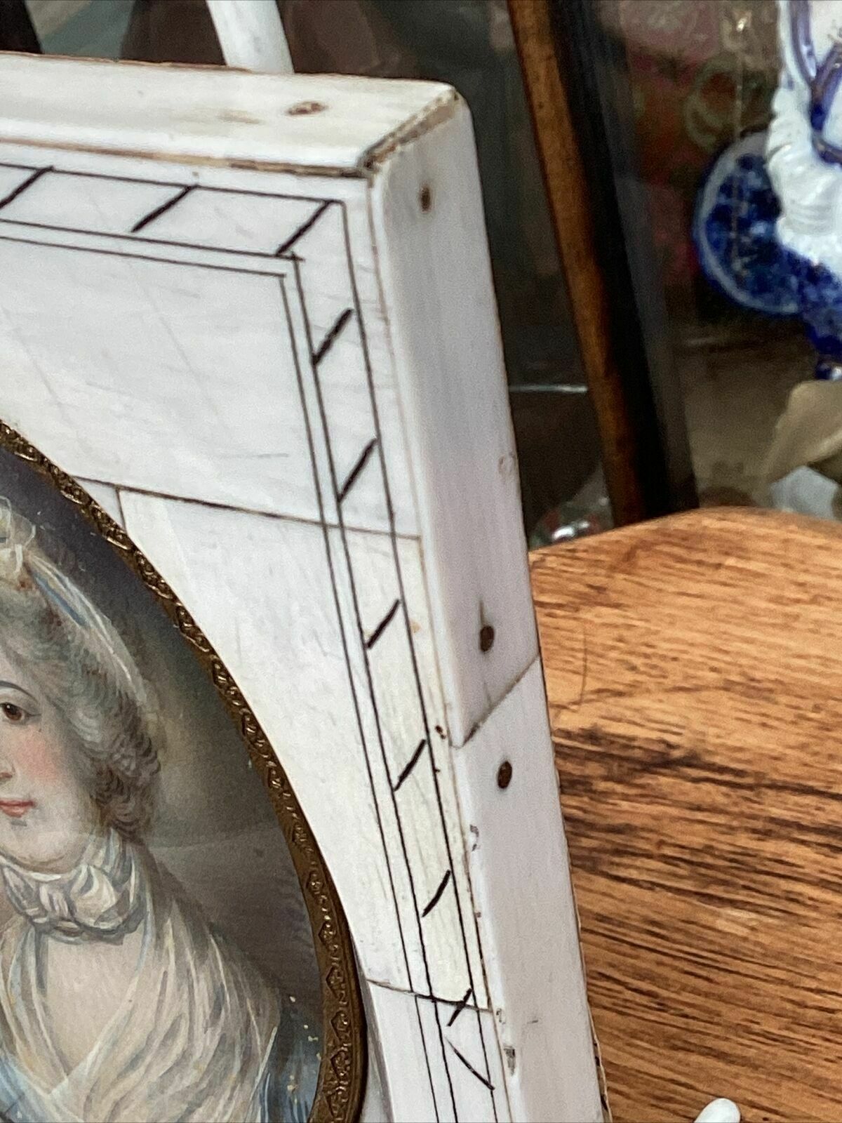photo furniture C.1840 Domenico Bossi Oval Miniature Of Female Sitter In Décolleté Finery