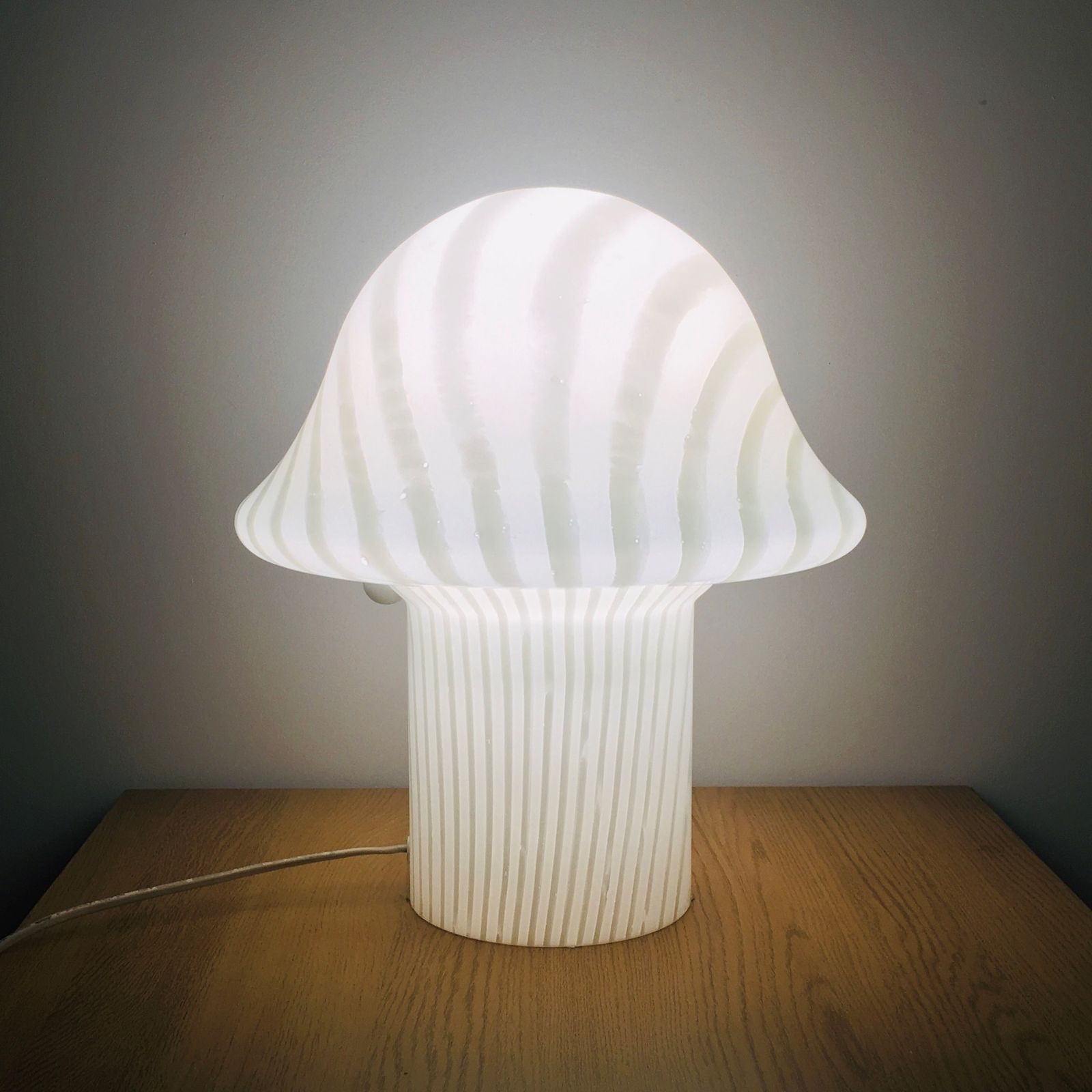 Large Striped Glass Mushroom Table Lamp From Peill & Putzler, Germany, 1970s photo vintage