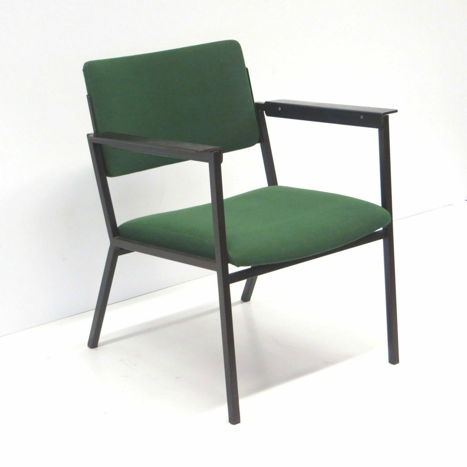 Green Vintage Armchair With Metal Frame Made In The 60s photo vinterior