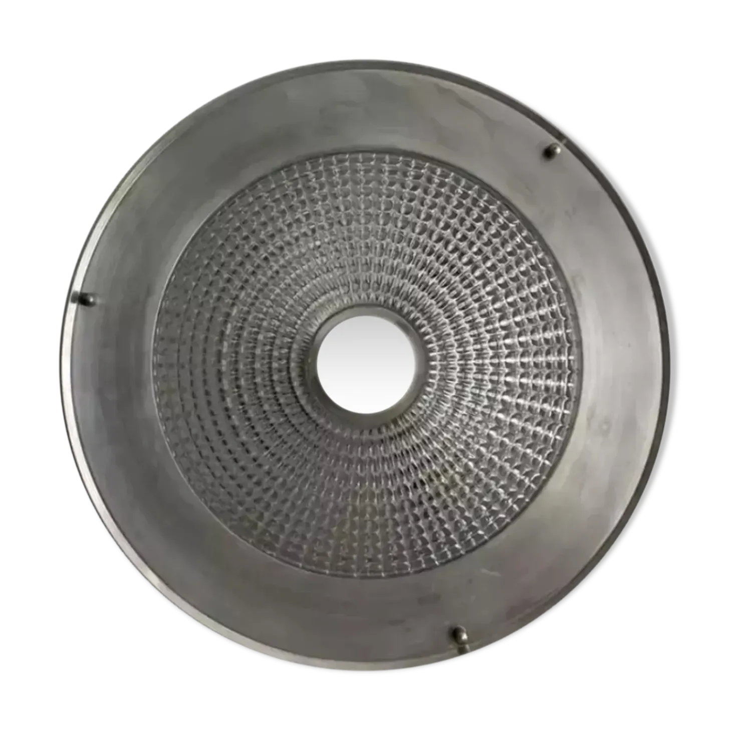 Vintage Ceiling Lamp In Metal And Pressed Molded Glass, France 1970