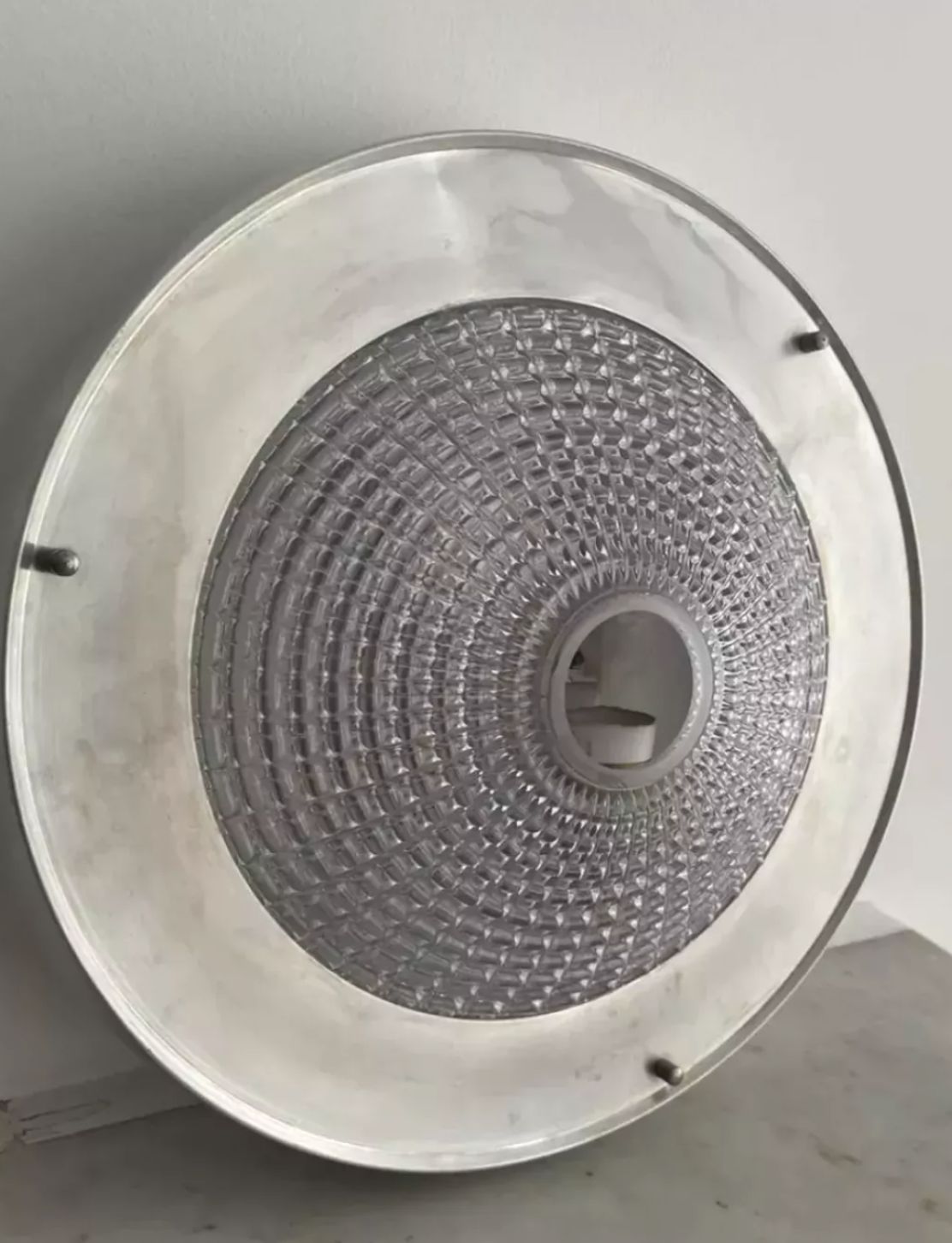 Vintage Ceiling Lamp In Metal And Pressed Molded Glass, France 1970 photo buy