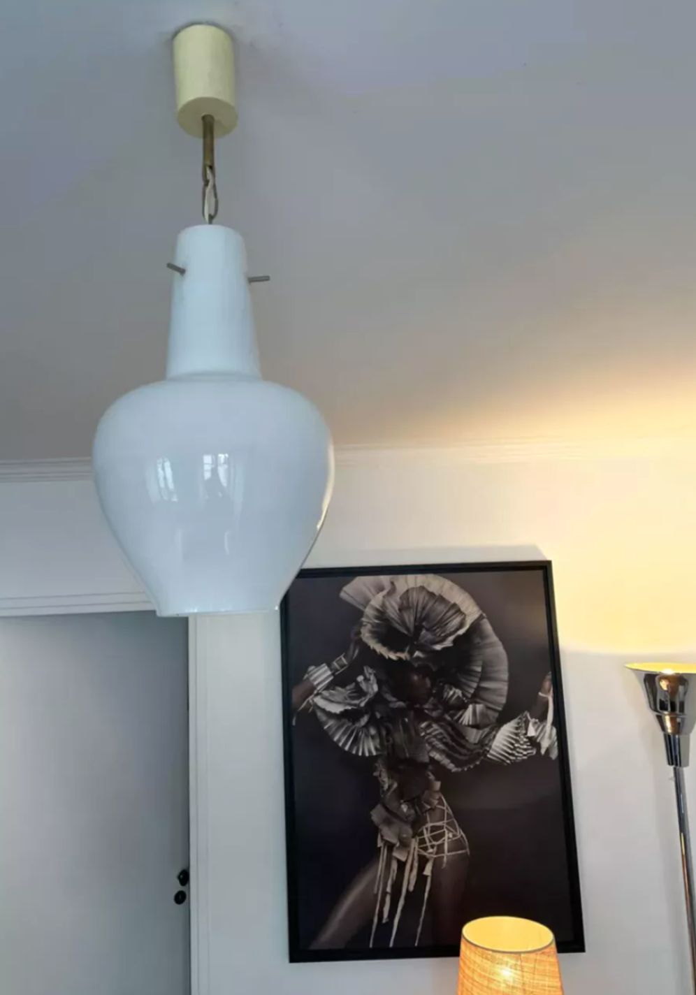 Opaline Suspension Drop Of Water France 1950 Vintage photo furniture