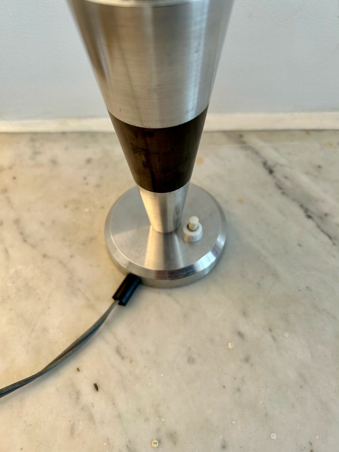 Vintage Art Deco Lamp Base, Chromed Metal And Brass, France 1930 photo Lighting