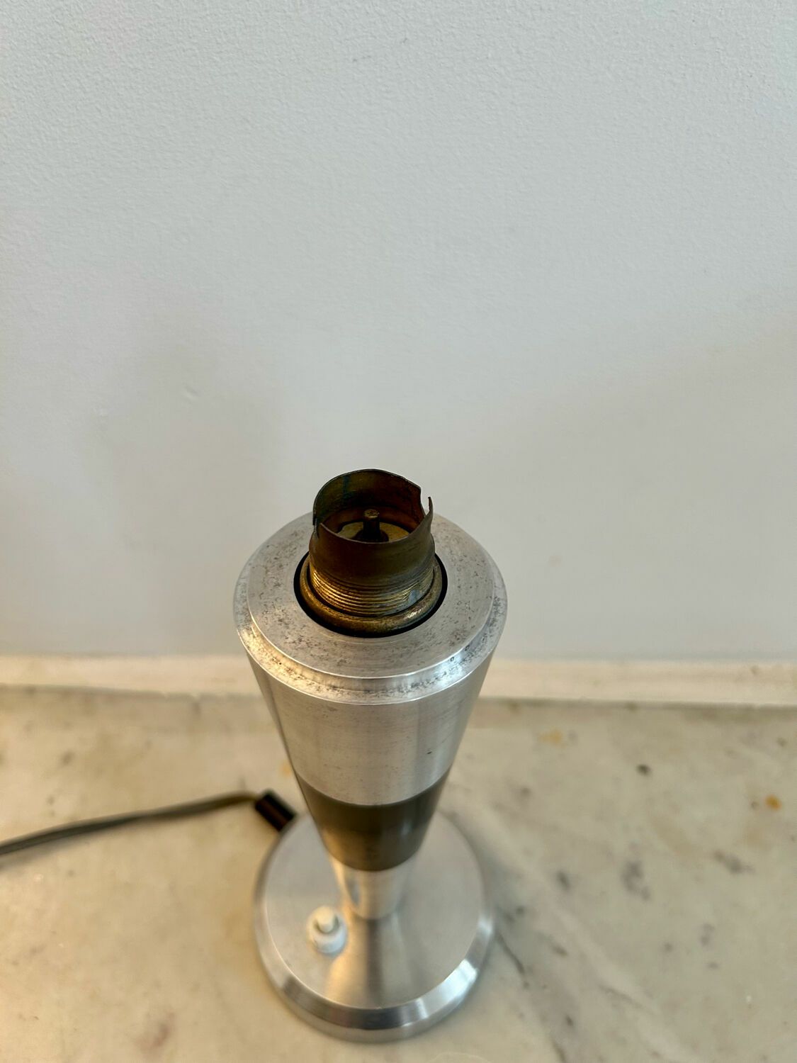 photo furniture Vintage Art Deco Lamp Base, Chromed Metal And Brass, France 1930