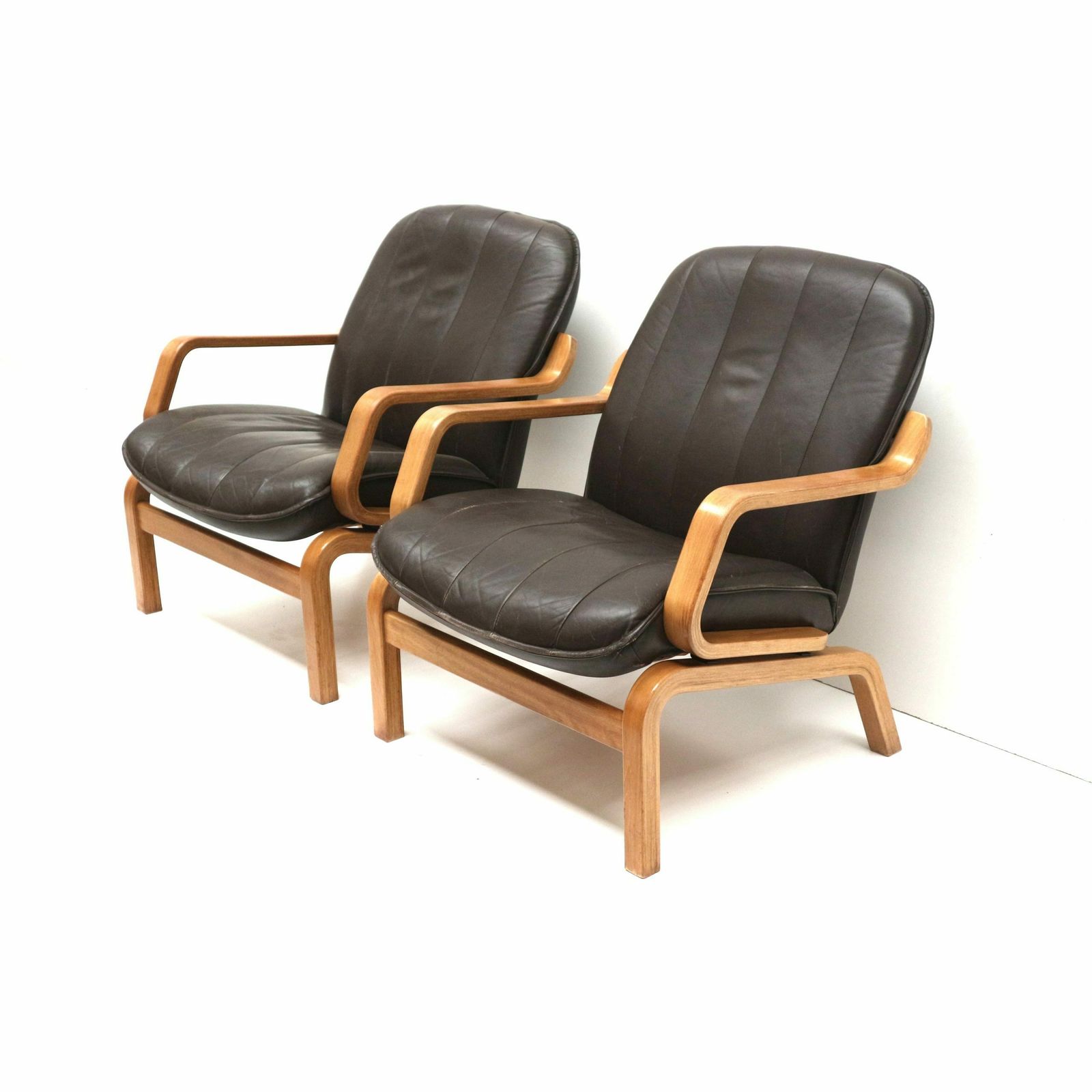 Set Of 2 Vintage Danish Armchairs With Leather Upholstery From The 1970s photo vinterior