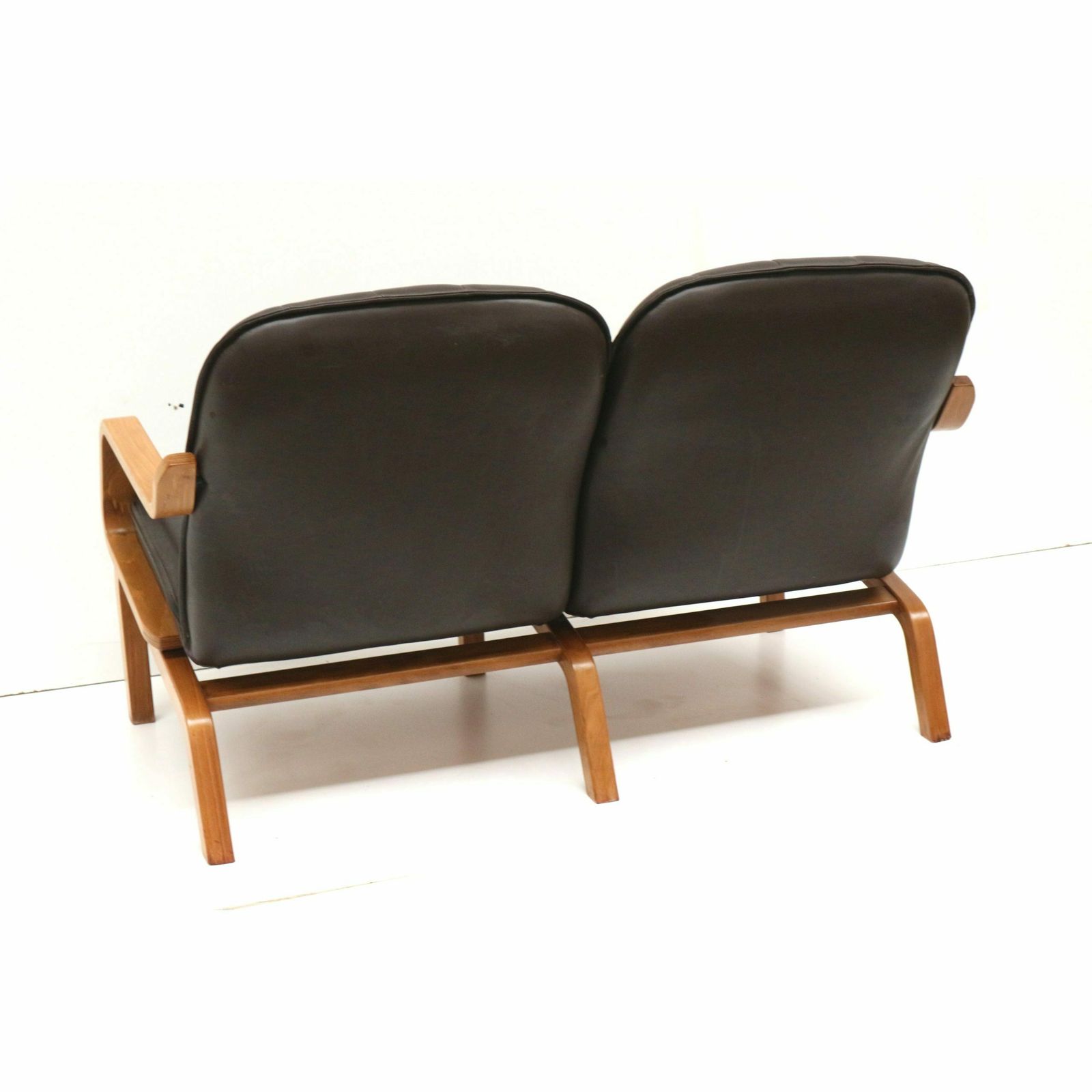 photo furniture Vintage Danish 2 Seater Sofa With Leather Upholstery From The 1970s