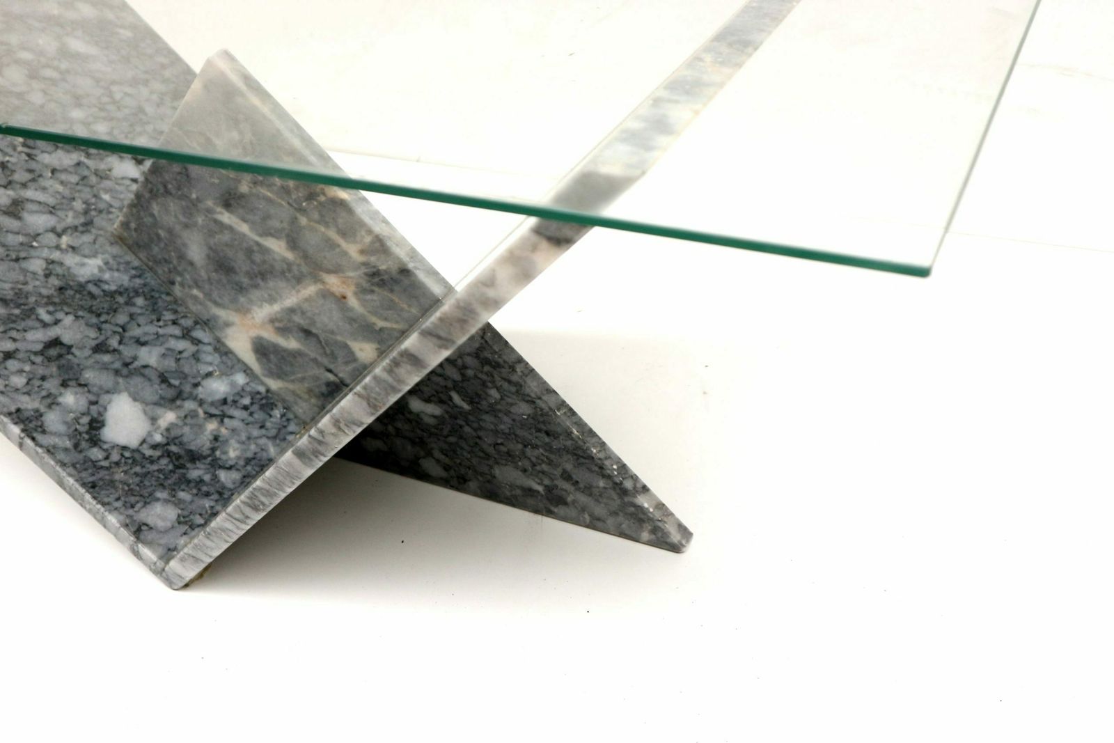 Vintage Glass & Marble Coffee Table Made In The 1970s photo for sale