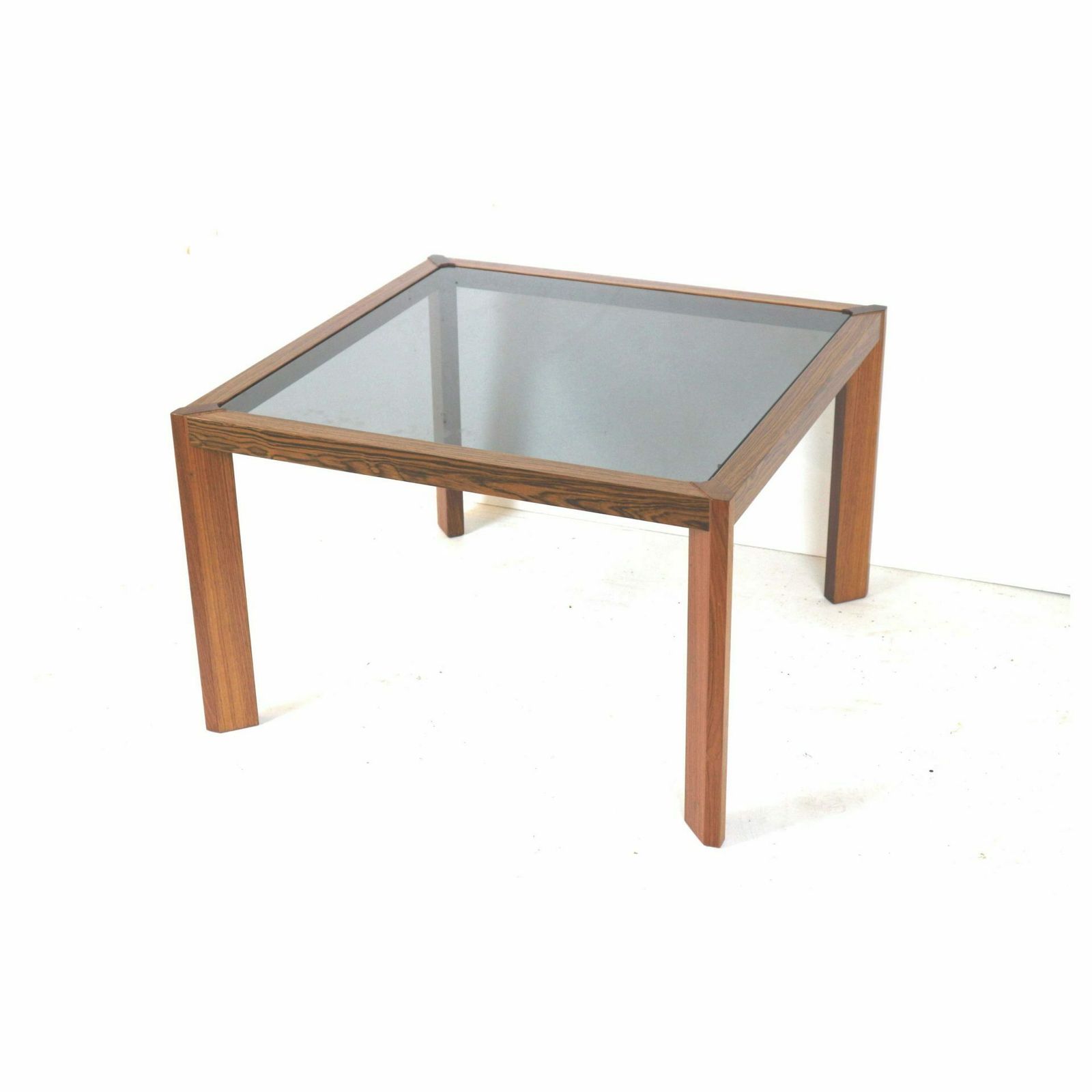 Square Vintage Coffee Table With Smoked Glass Top Made In The 60s photo 653.12