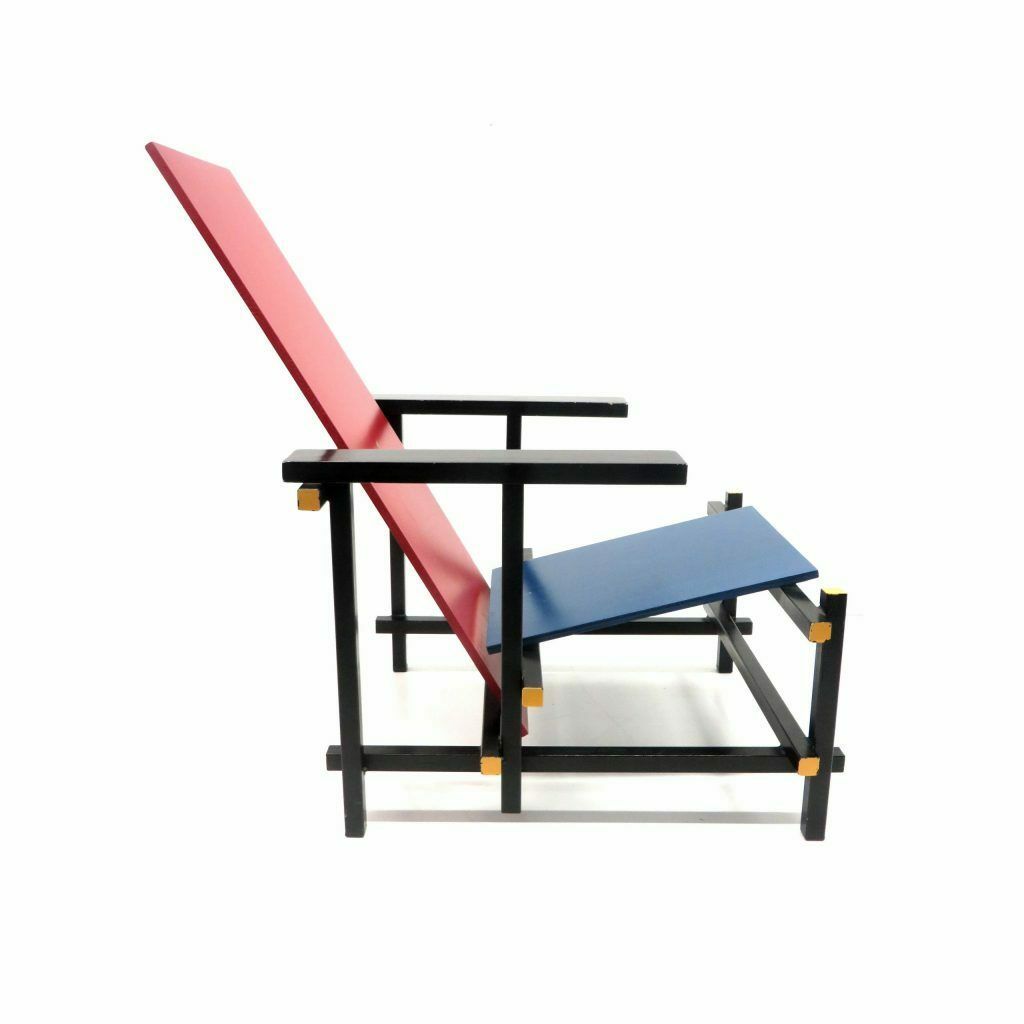 Professional Retro Replica 'Rietveld Chair' Red And Blue Armchair By Gerrit Rietveld photo furniture