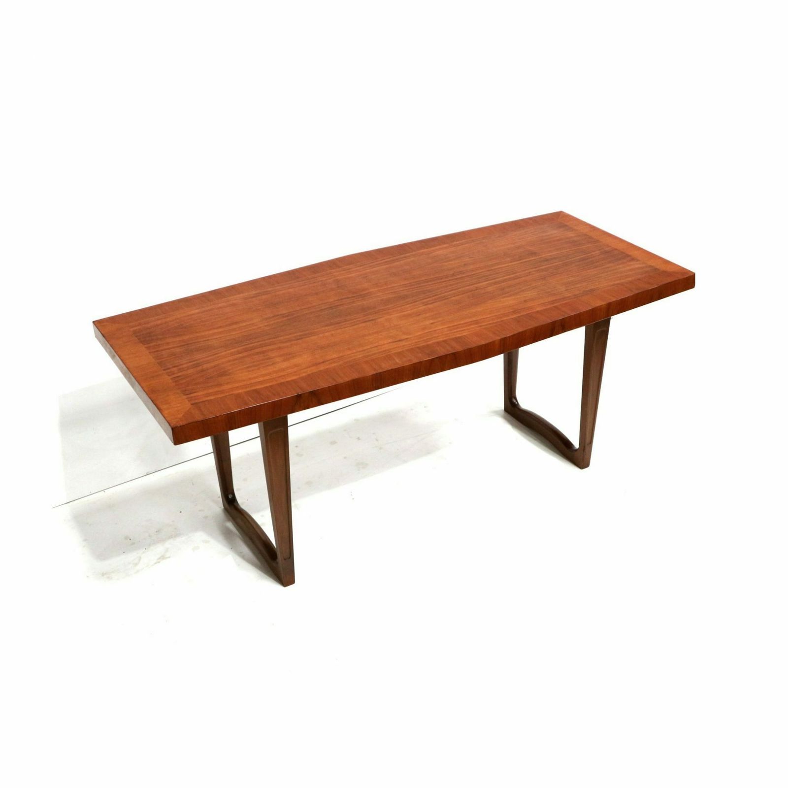 Large Vintage Coffee Table With Beautiful Wood Drawing From The 1960s